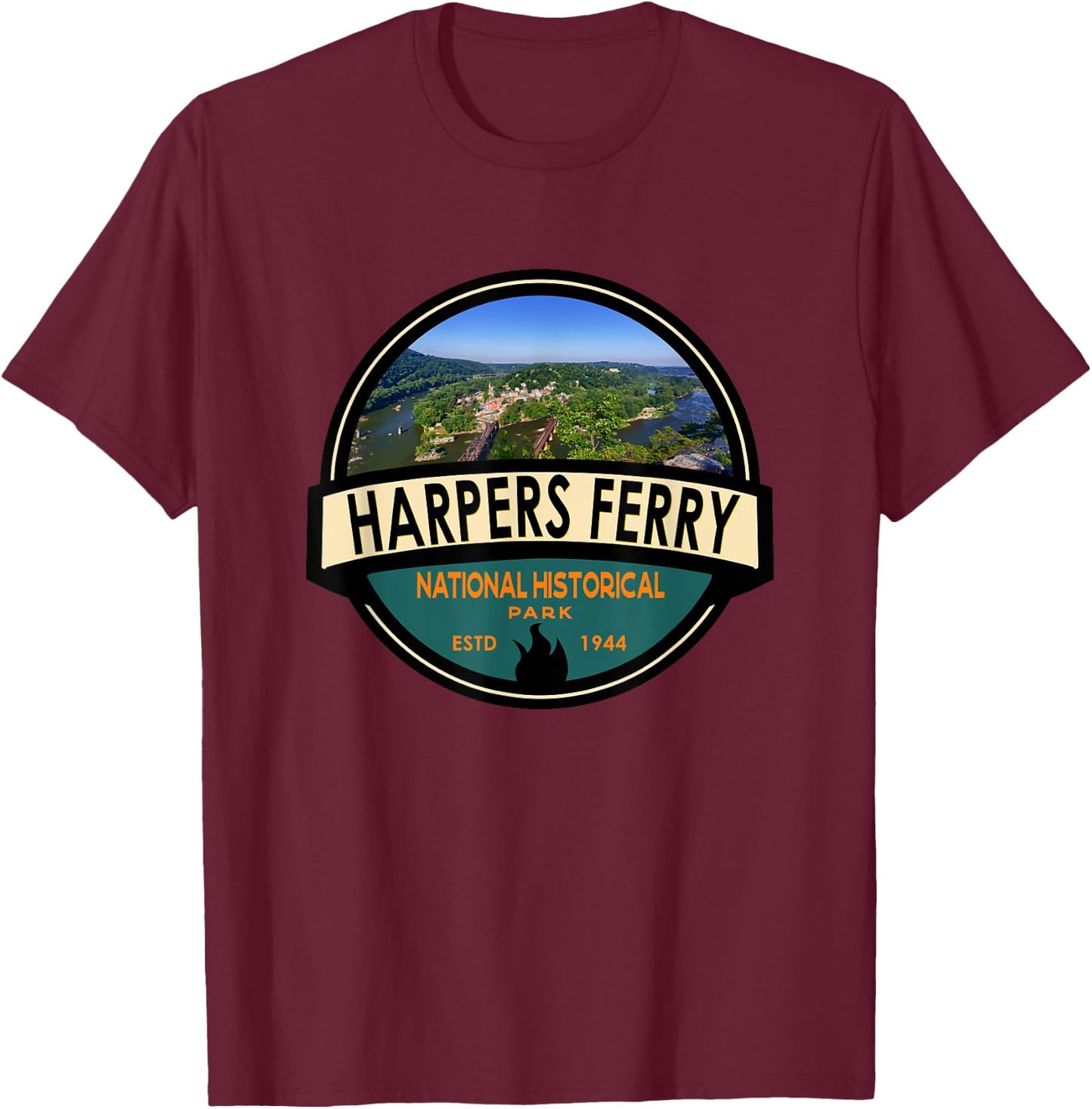 Harpers Ferry National Historical Park Emblem Vintage T-Shirt - T-Shirt | Maroon