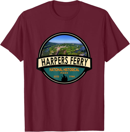 Harpers Ferry National Historical Park Emblem Vintage T-Shirt - T-Shirt | Maroon