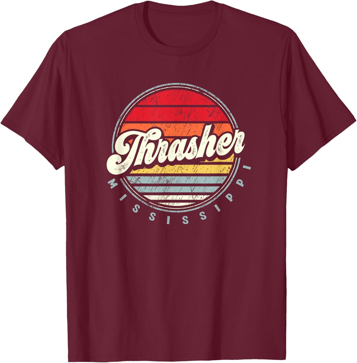 Retro Thrasher Home State Cool 70s Style Sunset T-Shirt - T-Shirt | Maroon
