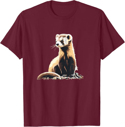 Cool black-footed Ferret T-Shirt - T-Shirt | Maroon