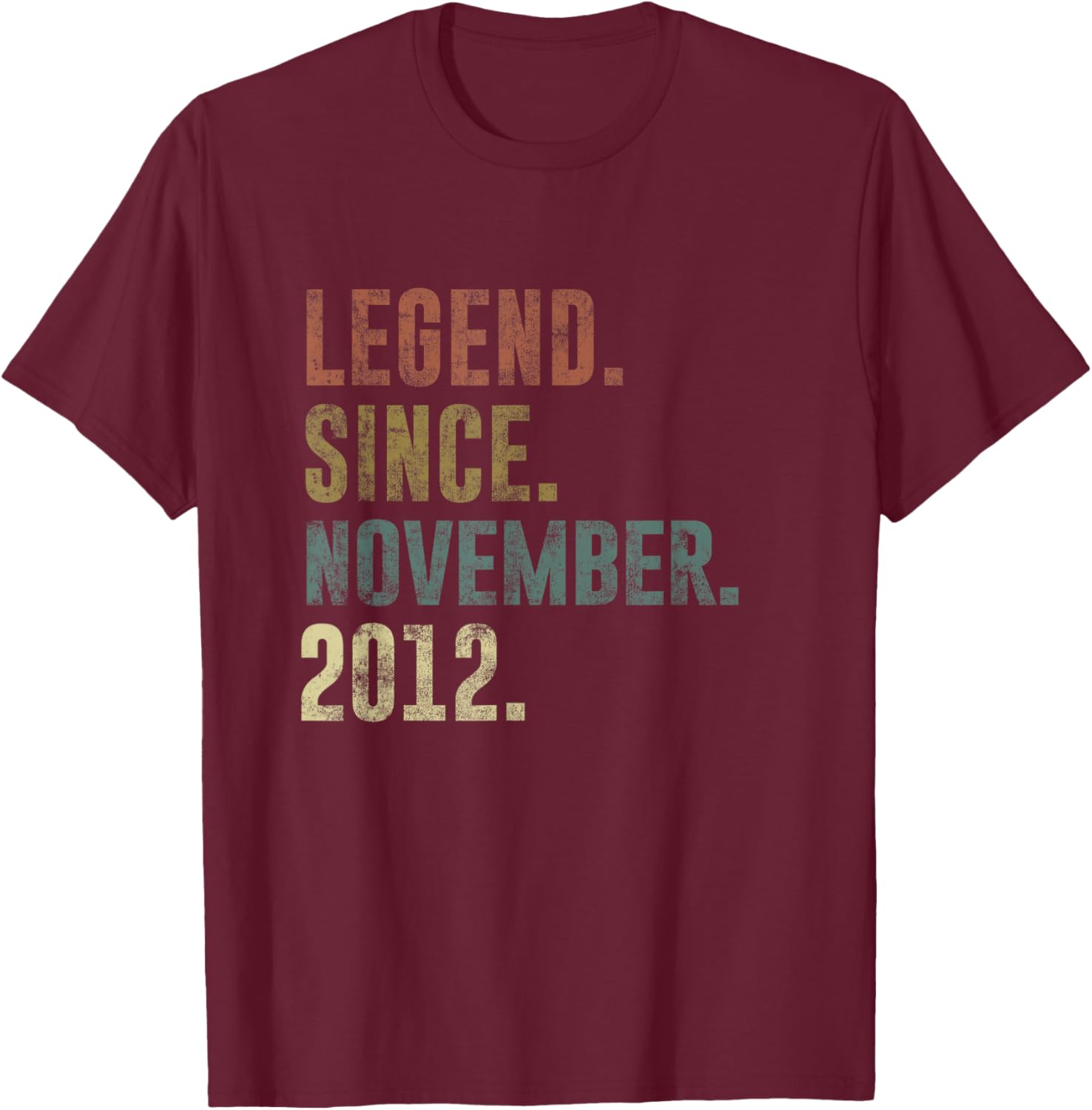 Funny 2012 13th Birthday Vintage Legend Since November 2012 T-Shirt - T-Shirt | Maroon
