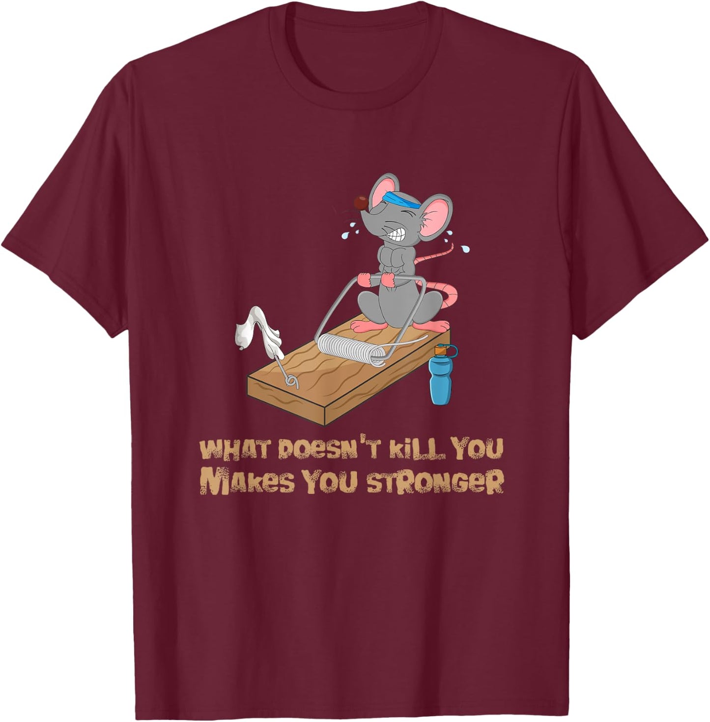 Mouse Training Mousetrap Fitness Workout Bench Press Funny T-Shirt - T-Shirt | Maroon