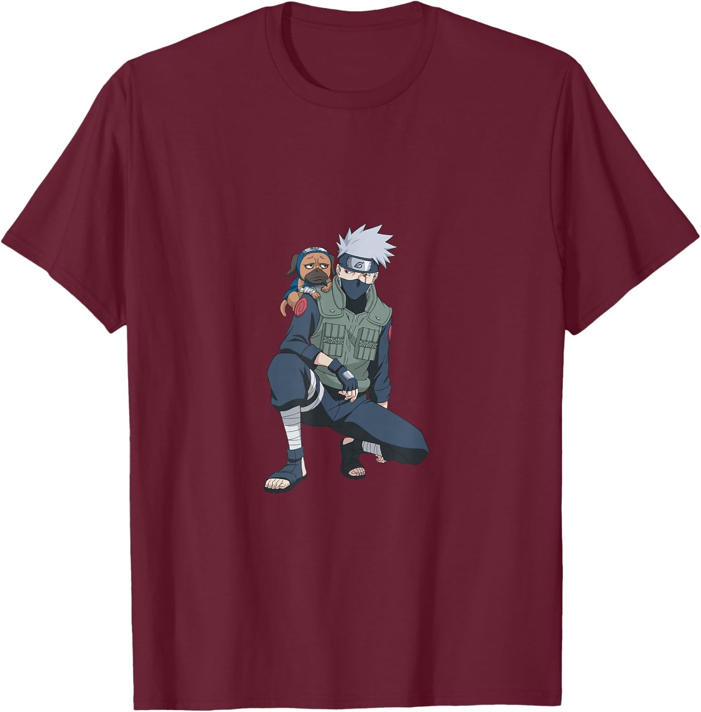 Naruto Shippuden Kakashi & Pakkun Small T-Shirt - T-Shirt | Maroon