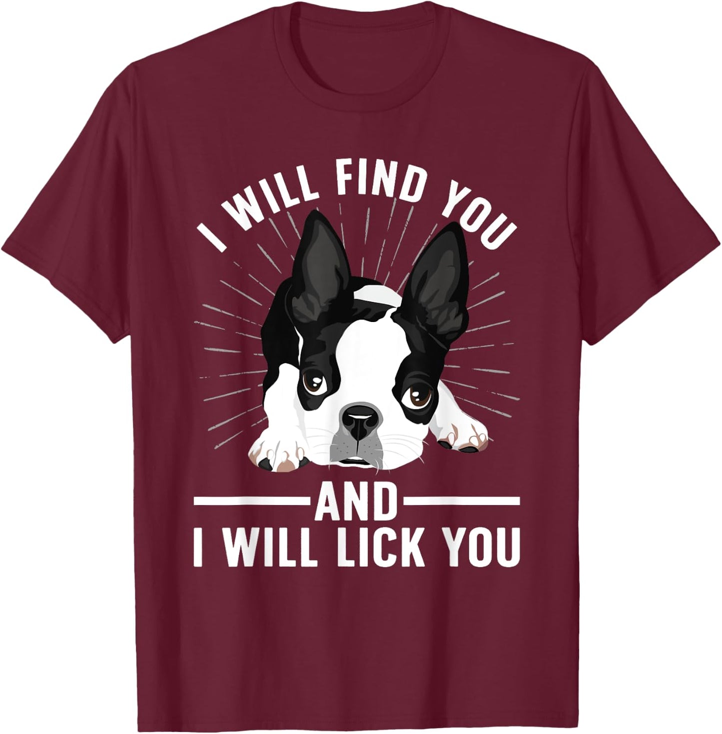 Cute Boston Terrier Art Women Boston Terrier Lover T-Shirt - T-Shirt | Maroon