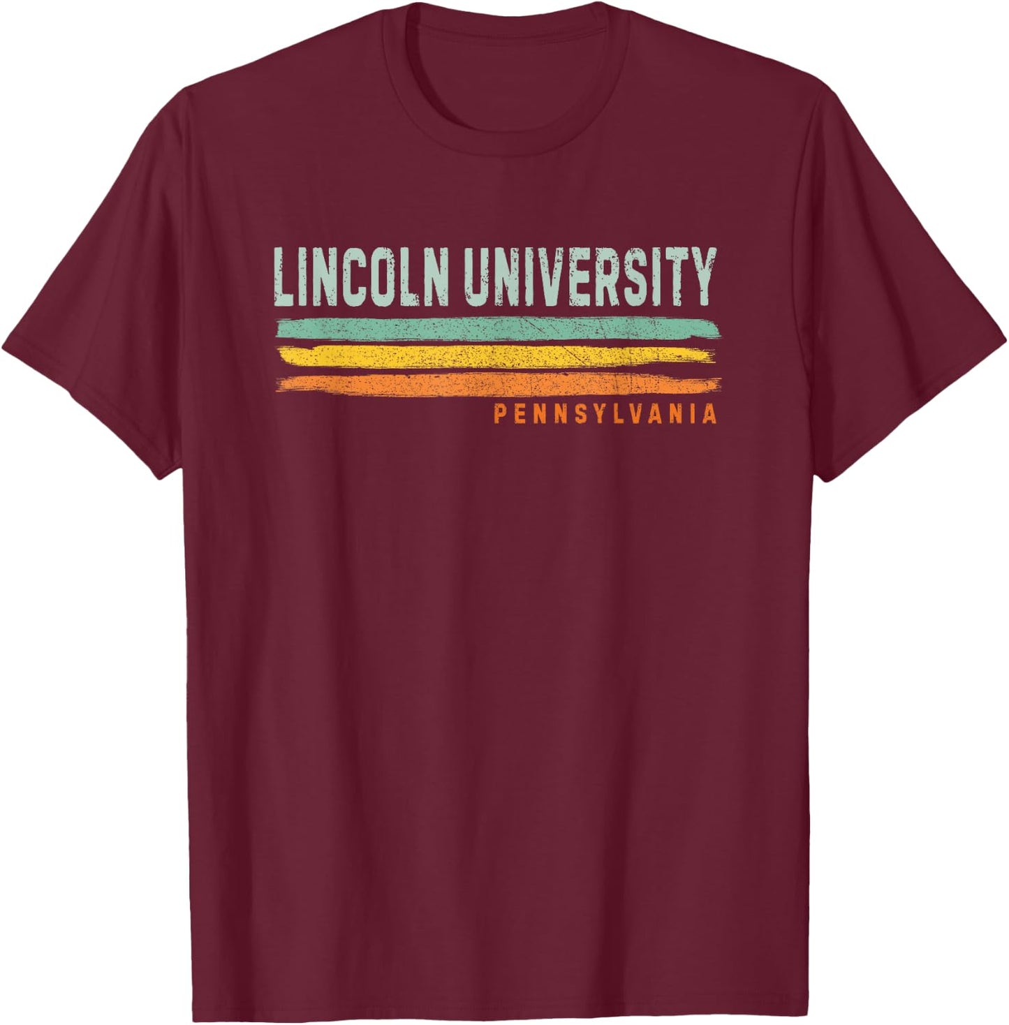 Vintage Stripes Lincoln University PA T-Shirt - T-Shirt | Maroon