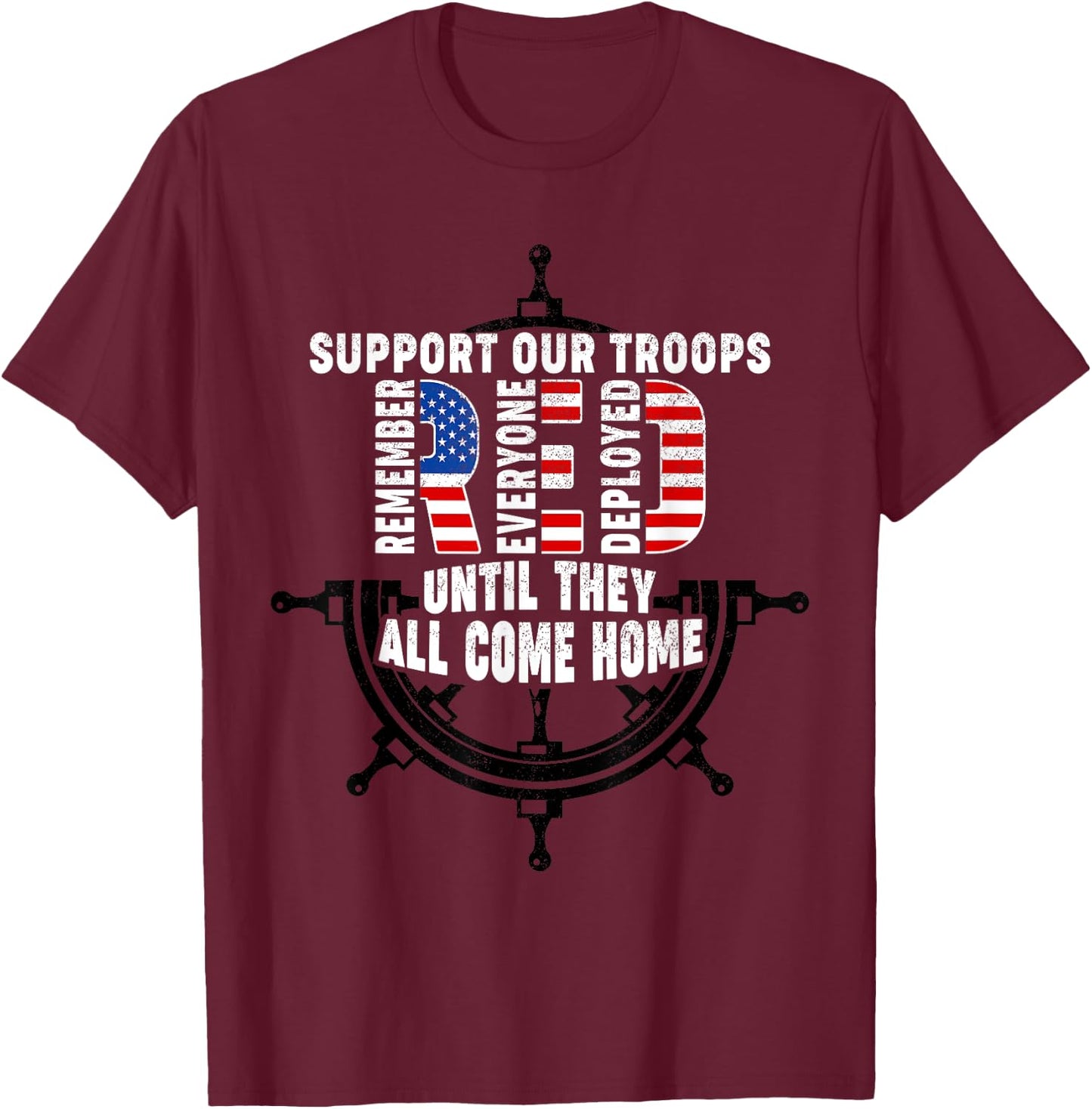 On Friday We Wear Red Friday Navy Support Troops US Flag T-Shirt - T-Shirt | Maroon