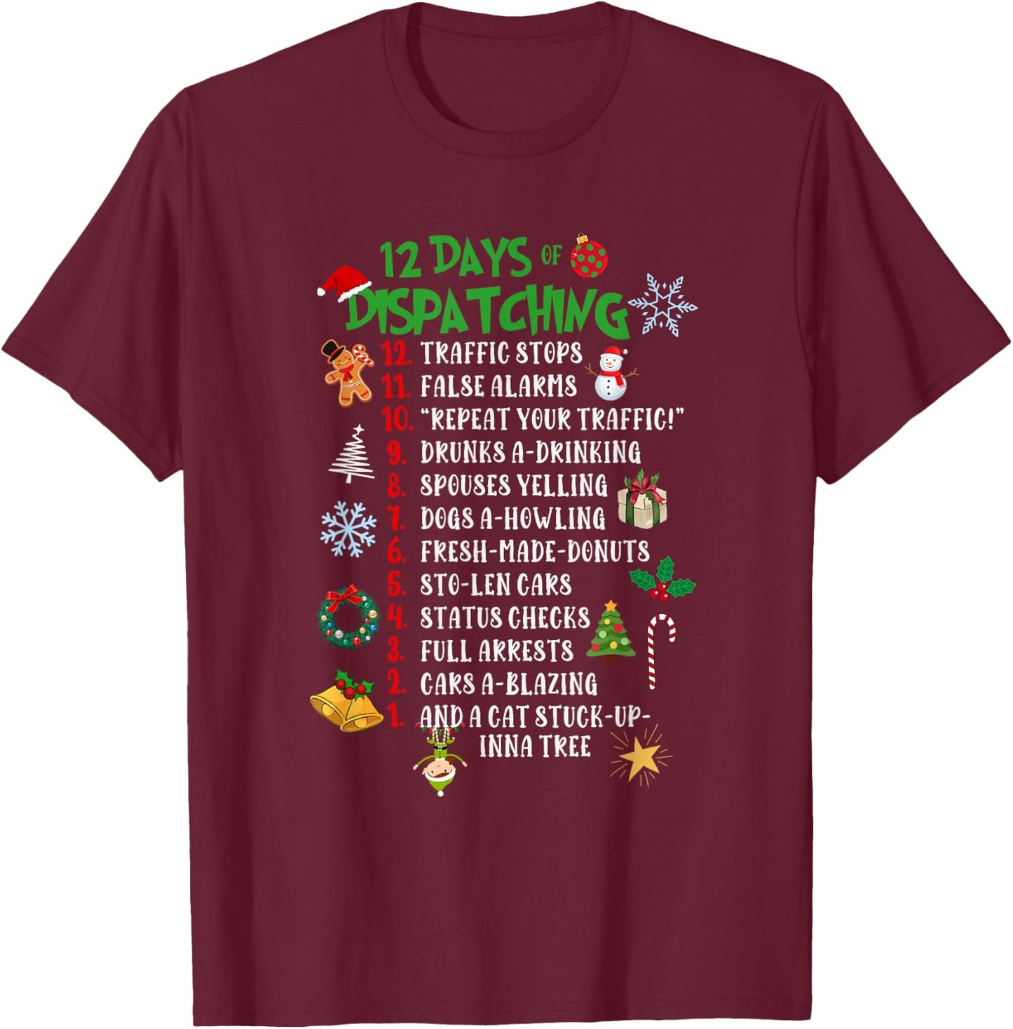 Funny 911 Dispatcher Police Thin Gold Line T-Shirt - T-Shirt | Maroon