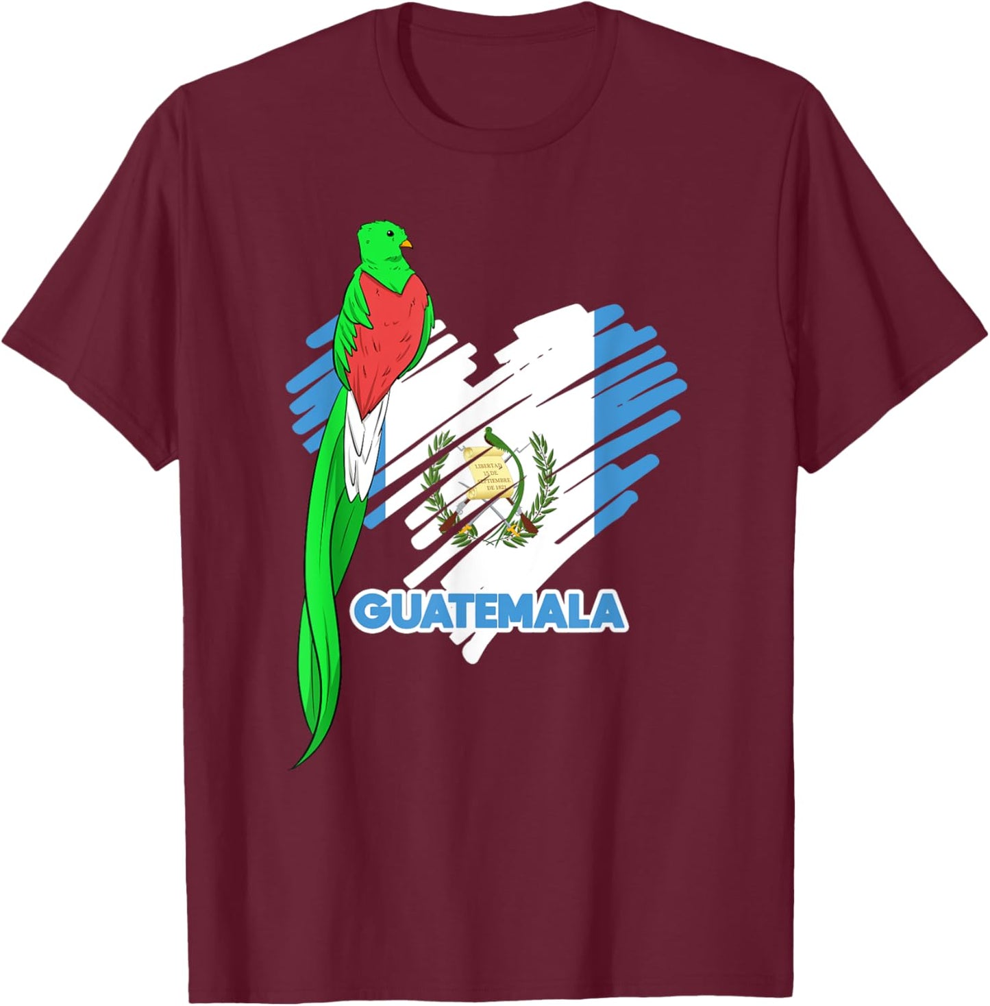 Guatemala Quetzal National Bird Guatemalan Flag Day T-Shirt - T-Shirt | Maroon