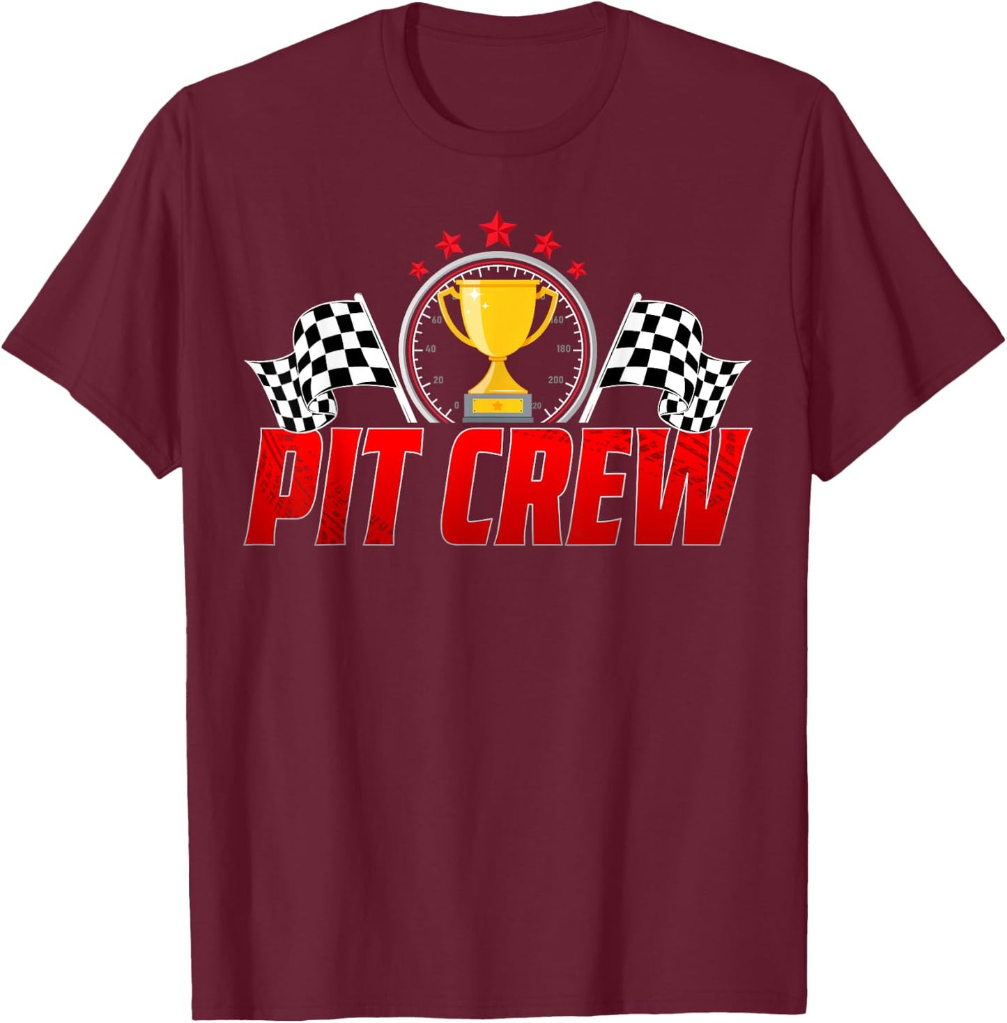 Pit Crew Family Birthday Party Racing Men Women Race Car T-Shirt - T-Shirt | Maroon