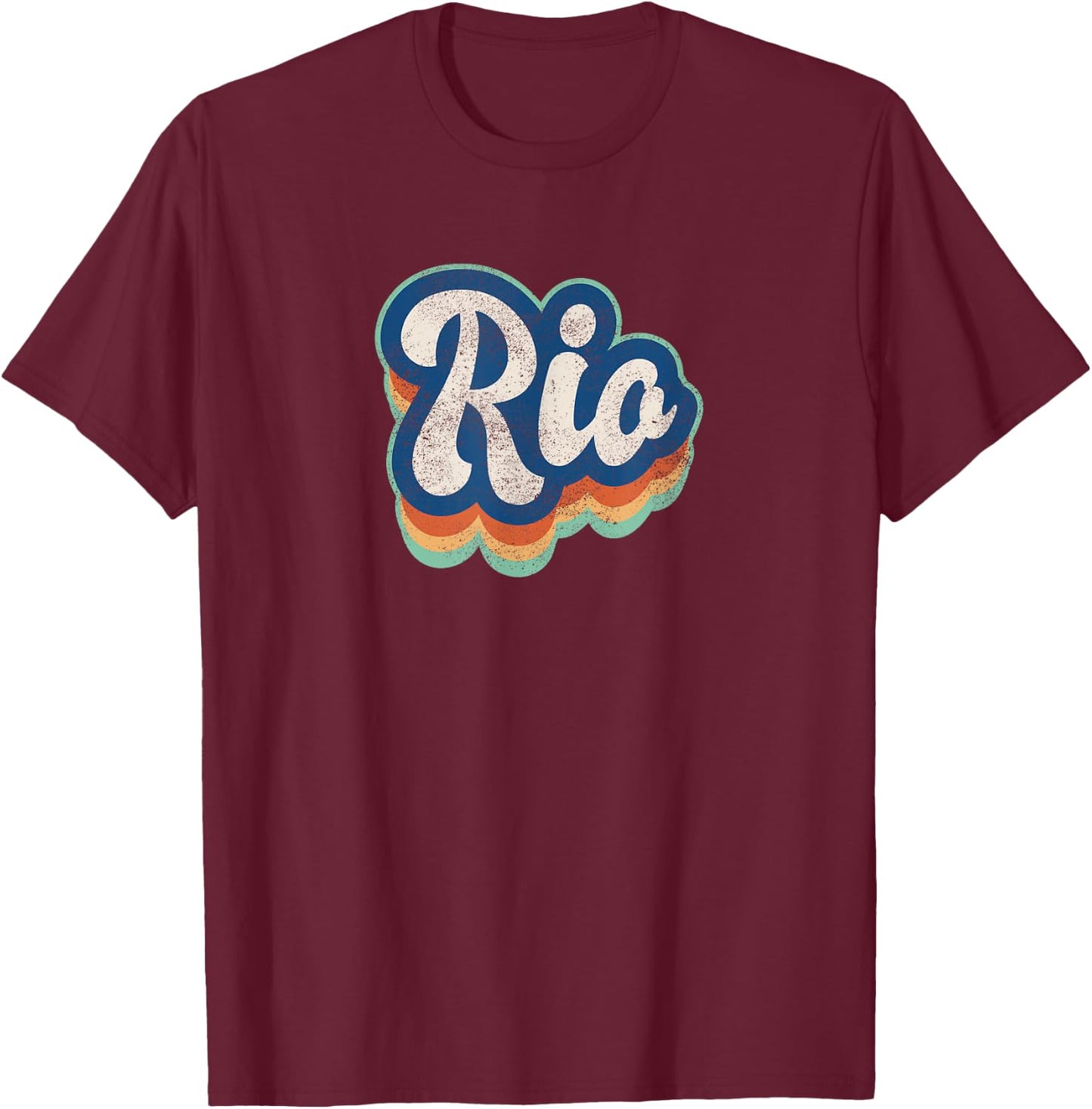 Rio First Name Boy Vintage Style 70s 80s Personalized T-Shirt - T-Shirt | Maroon