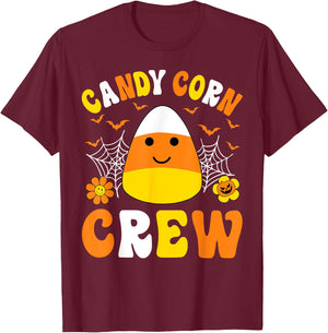 Cute Candy Corn Crew Squad Kids Boys Girls Halloween Costume T-Shirt - T-Shirt | Maroon