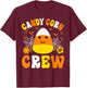 Cute Candy Corn Crew Squad Kids Boys Girls Halloween Costume T-Shirt - T-Shirt | Maroon