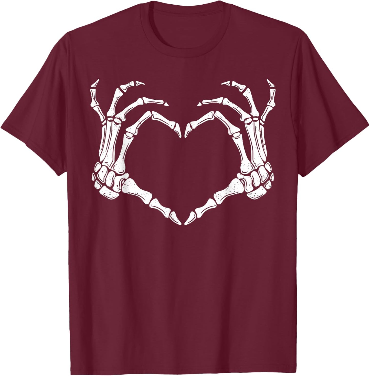 Skeleton Hands Heart Sign Retro Halloween Costume Women Men T-Shirt - T-Shirt | Maroon