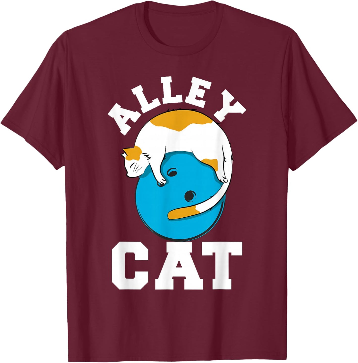 Funny Bowling Cat Pun Alley Cat T-Shirt - T-Shirt | Maroon
