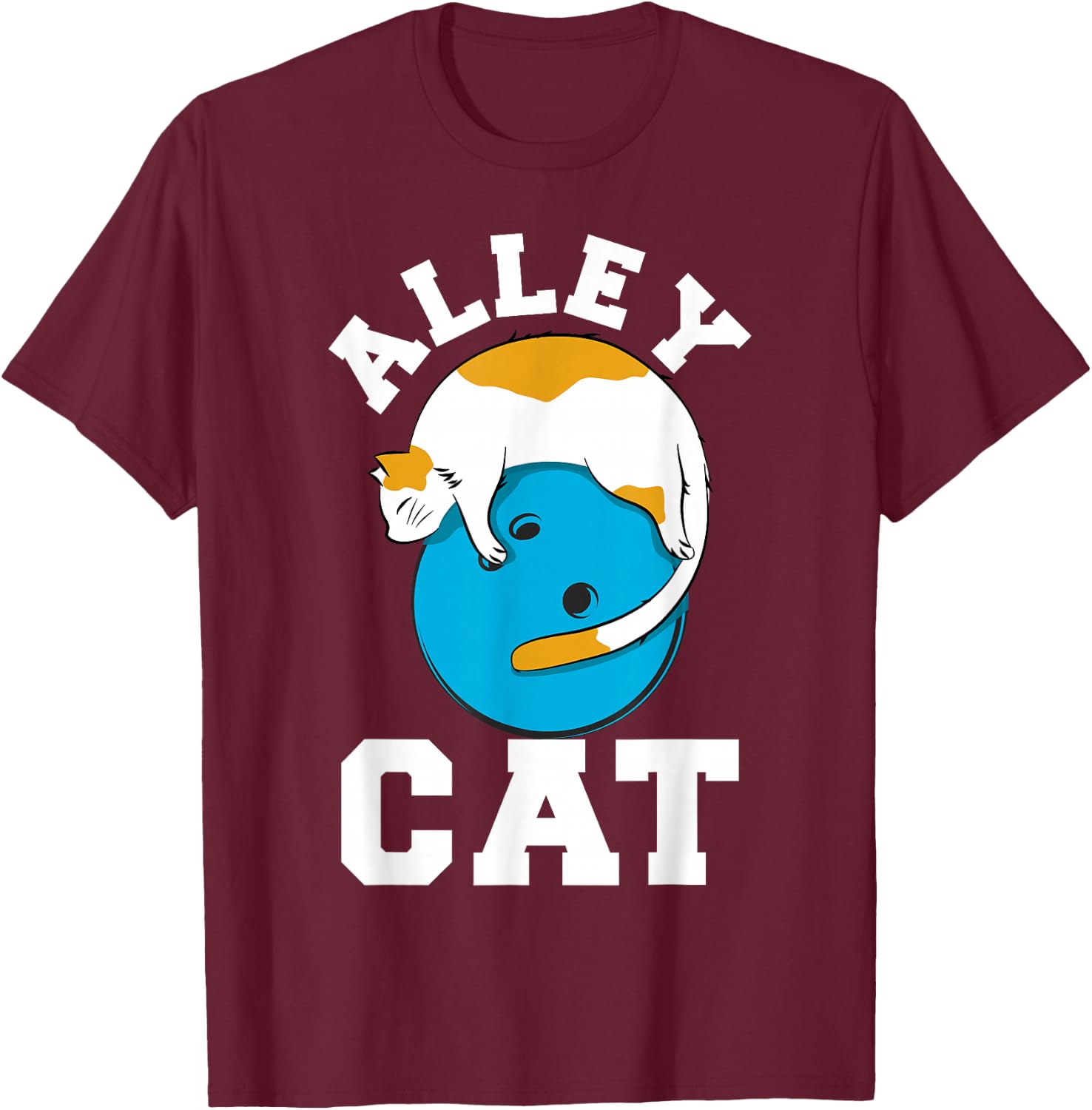 Funny Bowling Cat Pun Alley Cat T-Shirt - T-Shirt | Maroon