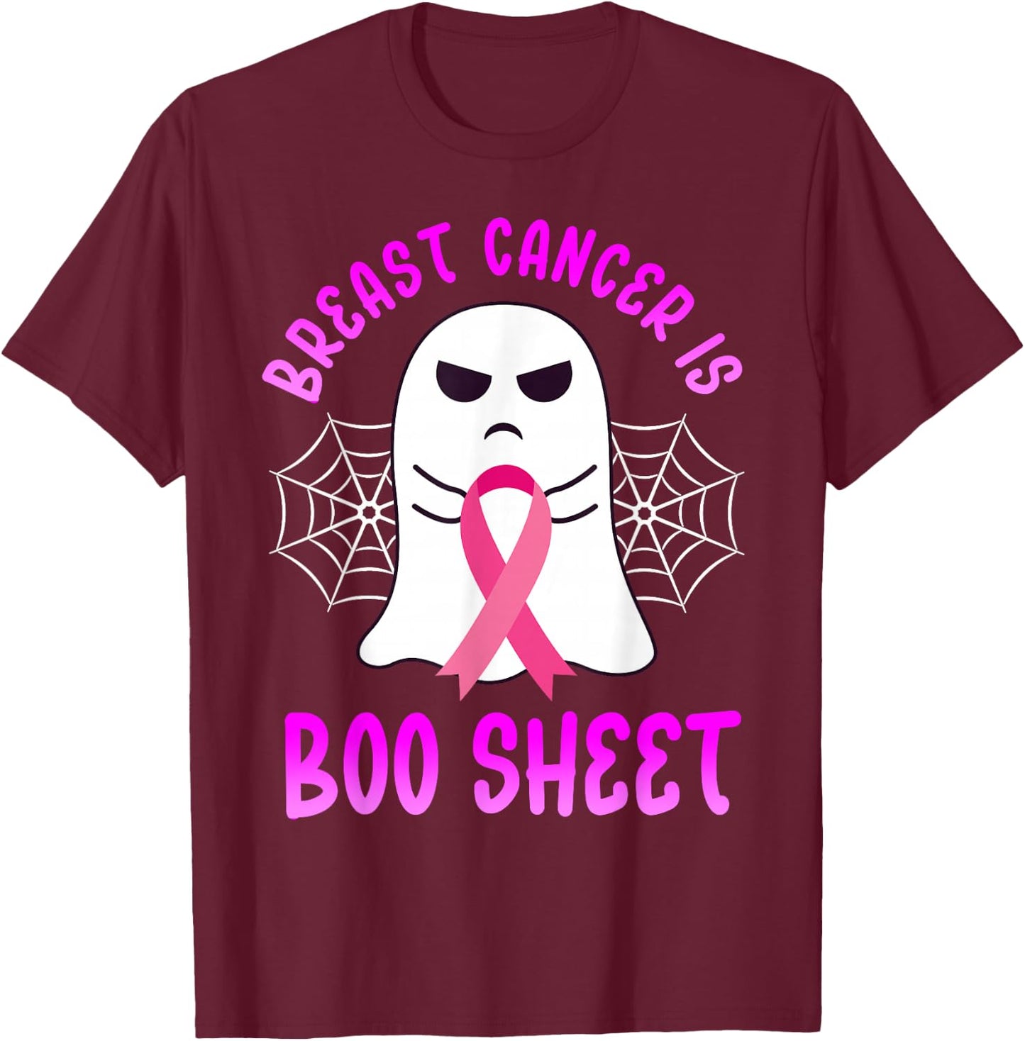 Breast Cancer Is Boo Sheet Halloween Breast Cancer Awareness T-Shirt - T-Shirt | Maroon