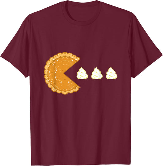 Pumpkin Pie Gamer Thanksgiving Gaming Men Women Kids Boys T-Shirt - T-Shirt | Maroon