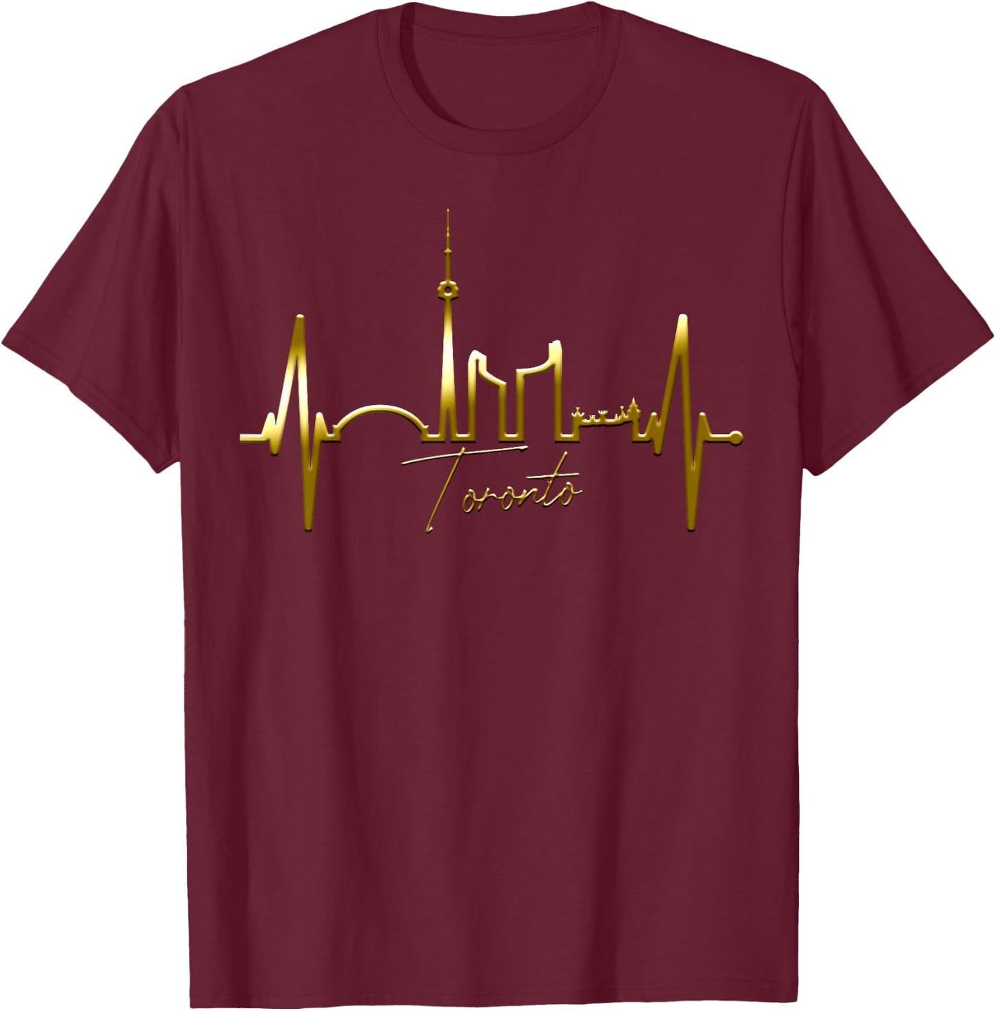 Toronto Skyline Heartbeat Canadian Lover I Love Canada T-Shirt - T-Shirt | Maroon