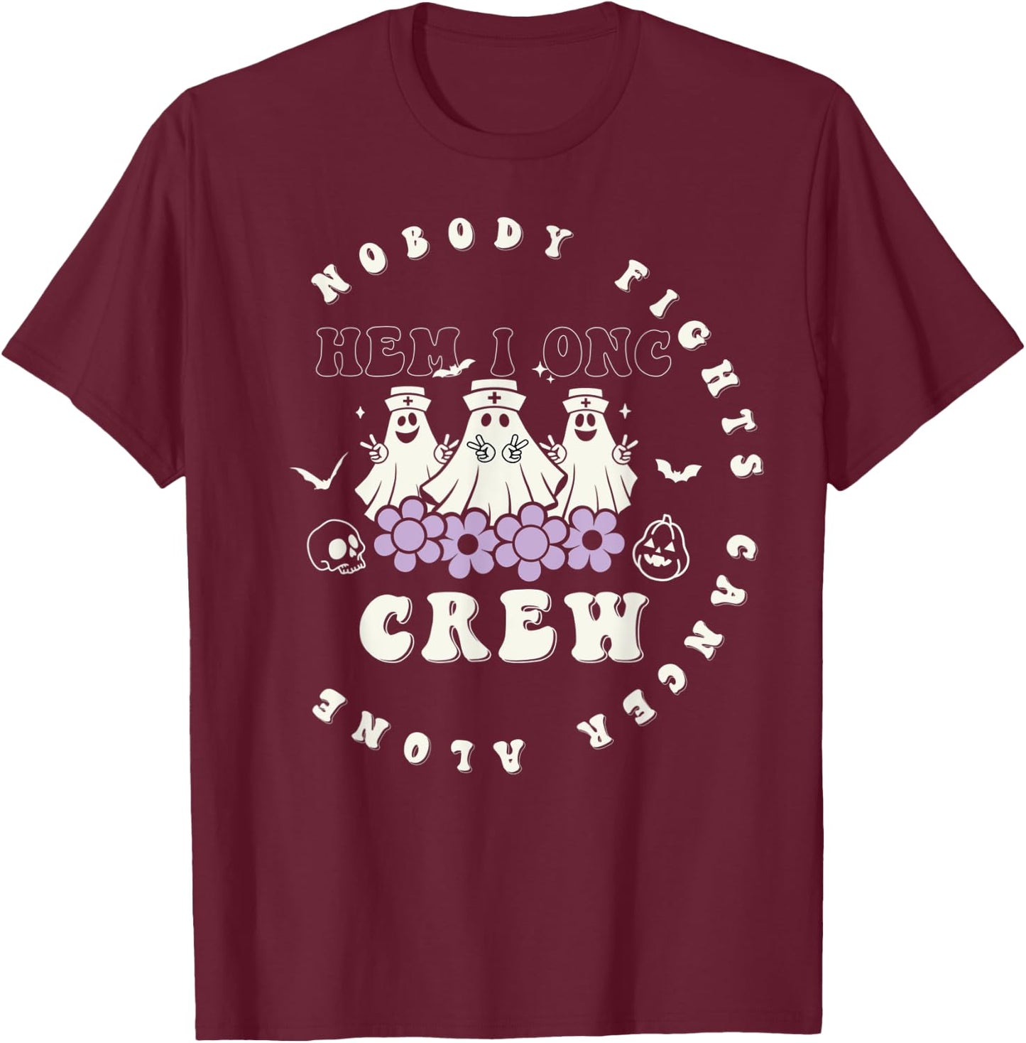 Halloween Oncology Hematology Nurse Crew Peds Hem/Onc T-Shirt - T-Shirt | Maroon