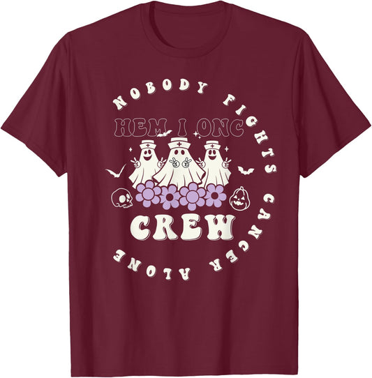 Halloween Oncology Hematology Nurse Crew Peds Hem/Onc T-Shirt - T-Shirt | Maroon