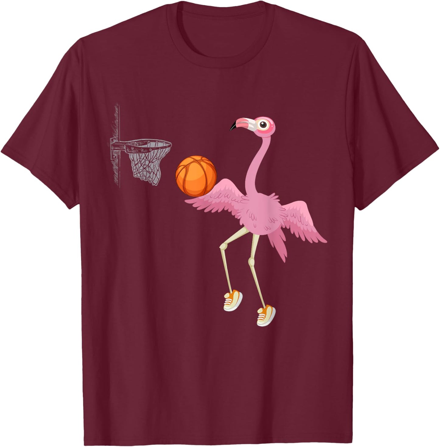 Flamingo Basketball Flamingo Playing Basketball Flamingo T-Shirt - T-Shirt | Maroon