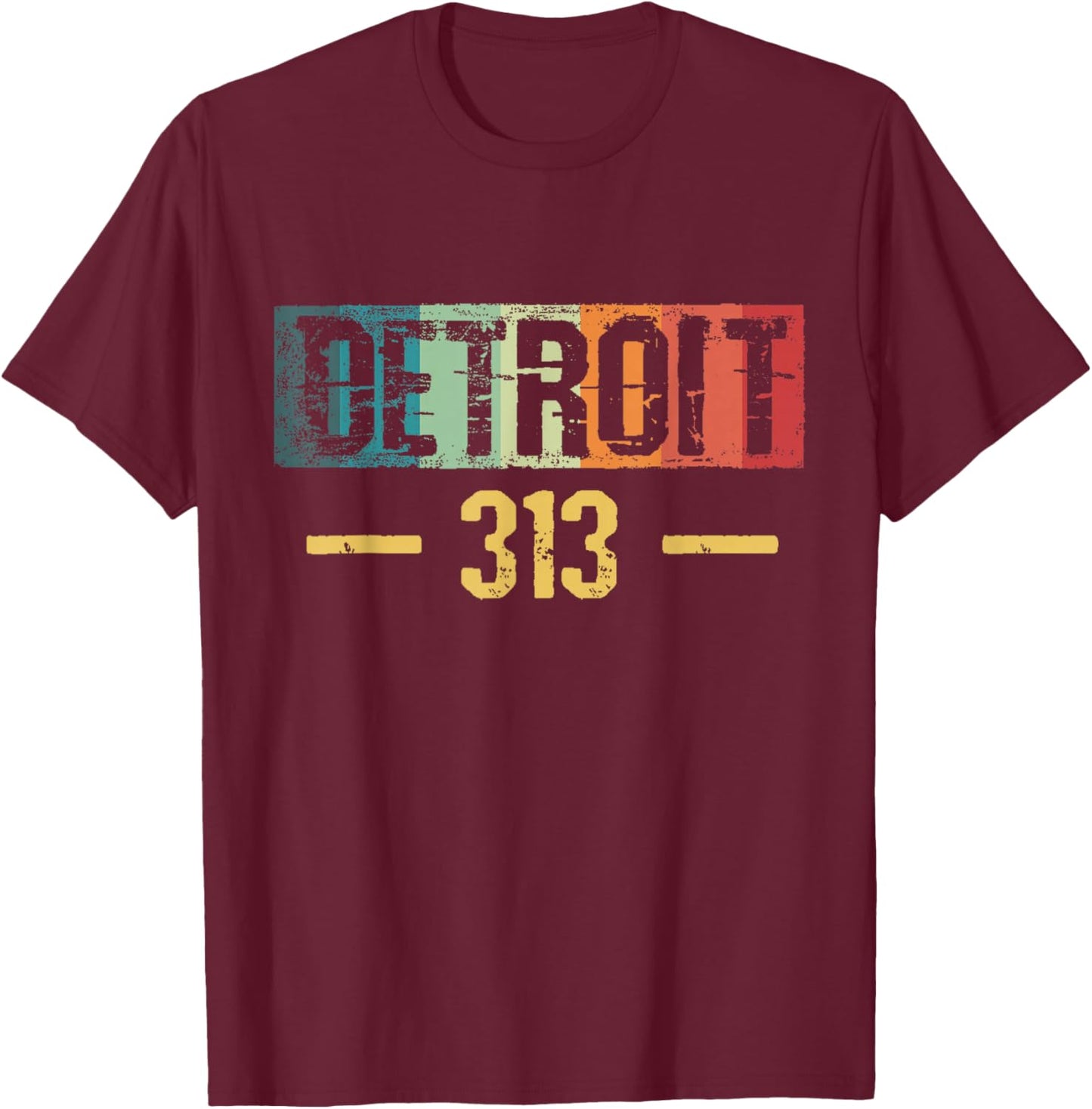 Detroit 313 Vintage T-Shirt - T-Shirt | Maroon