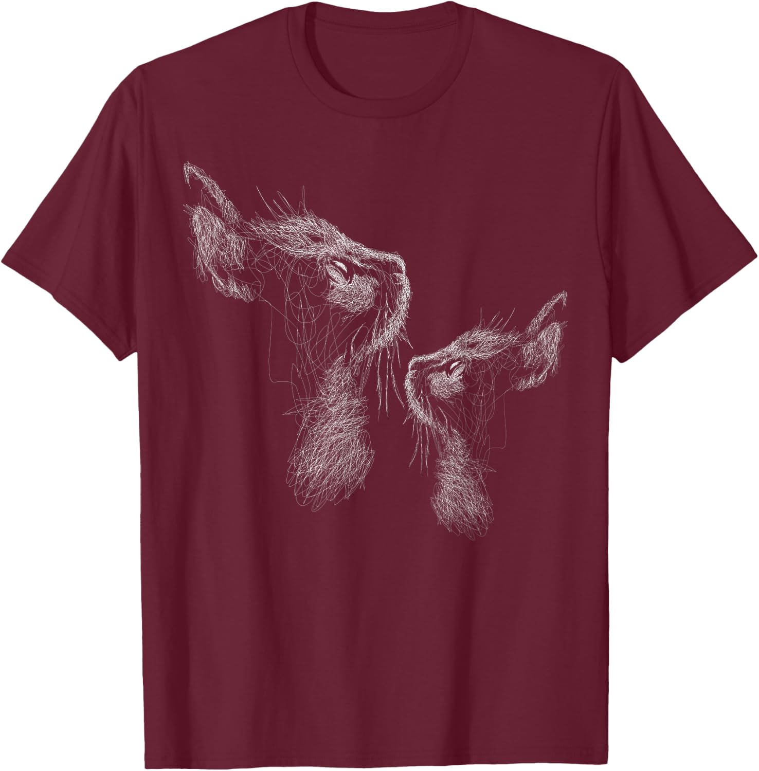 cute two cat scribble art sketch for lover cats kitty kitten Women Kids T-Shirt - T-Shirt | Maroon
