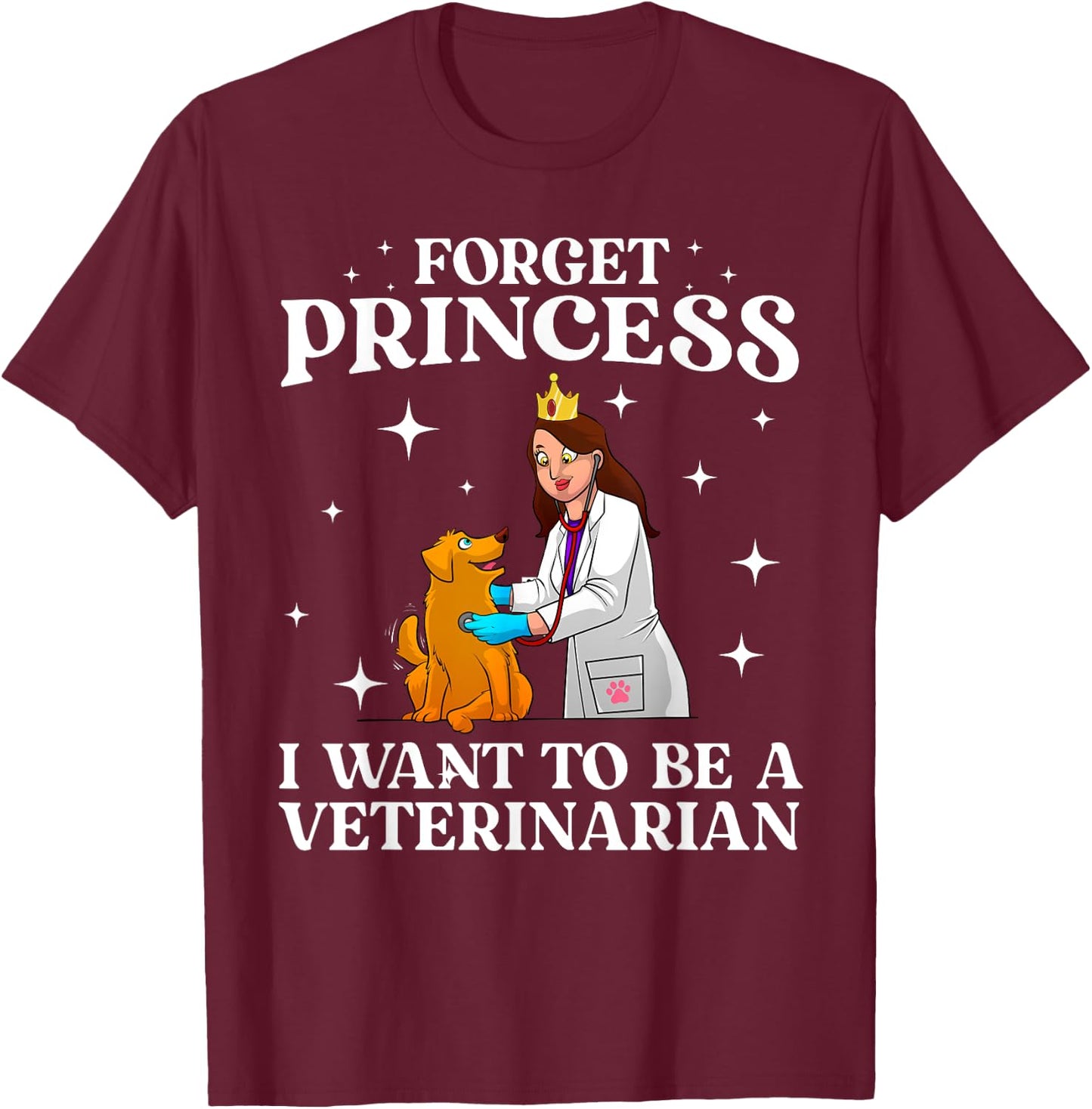 Cool Veterinarian Art Girls Kids Vet Tech Student T-Shirt - T-Shirt | Maroon