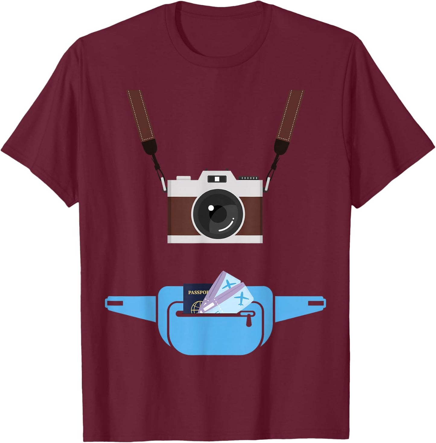 Tourist Spirit Day Camera Passport Fanny-Pack T-Shirt - T-Shirt | Maroon