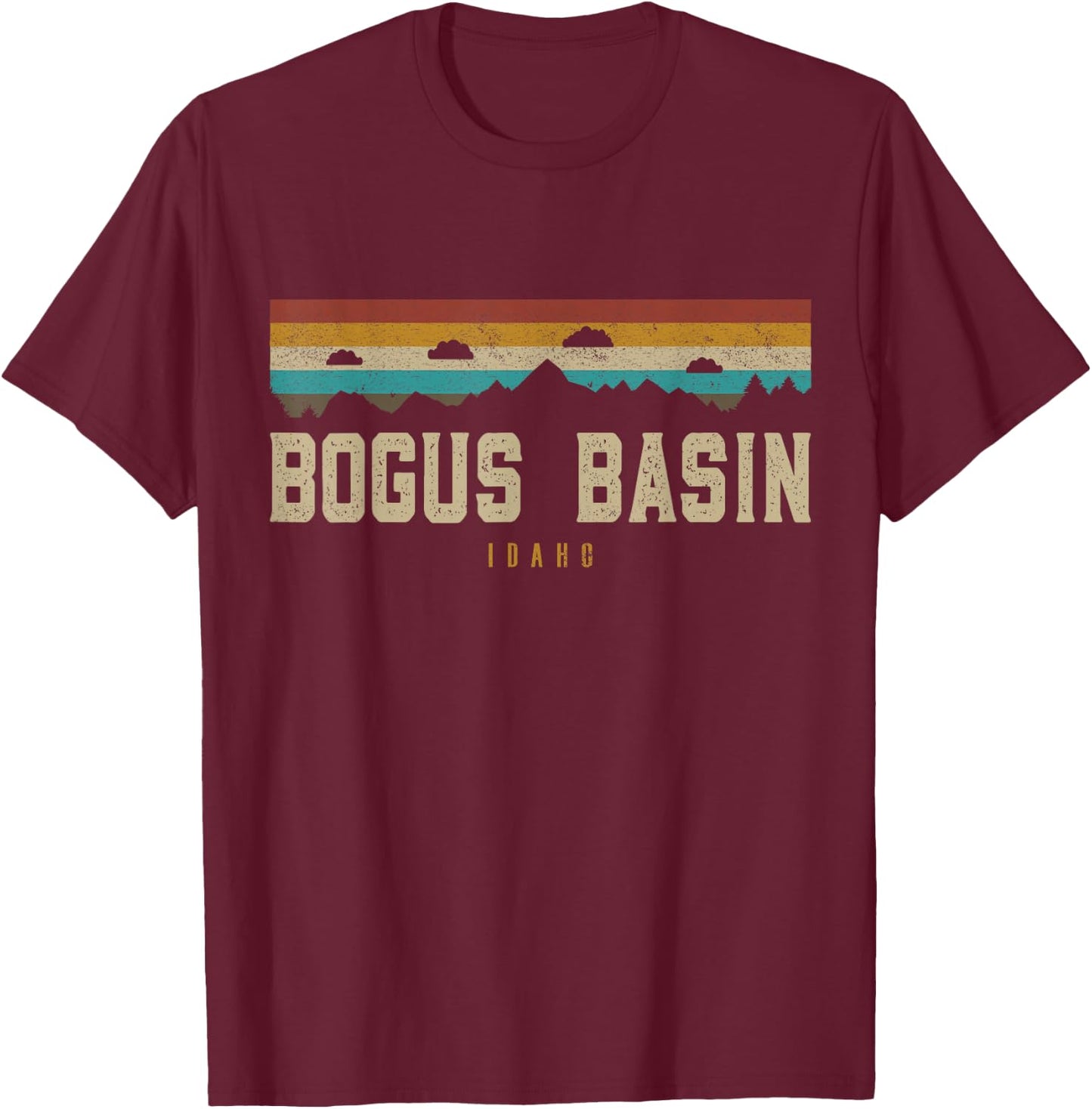 Bogus Basin Mountains Idaho Hiking Outdoors Retro T-Shirt - T-Shirt | Maroon