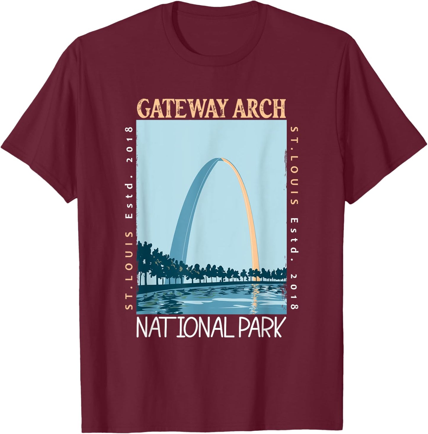 Gateway Arch National Park Distressed Vintage T-Shirt - T-Shirt | Maroon