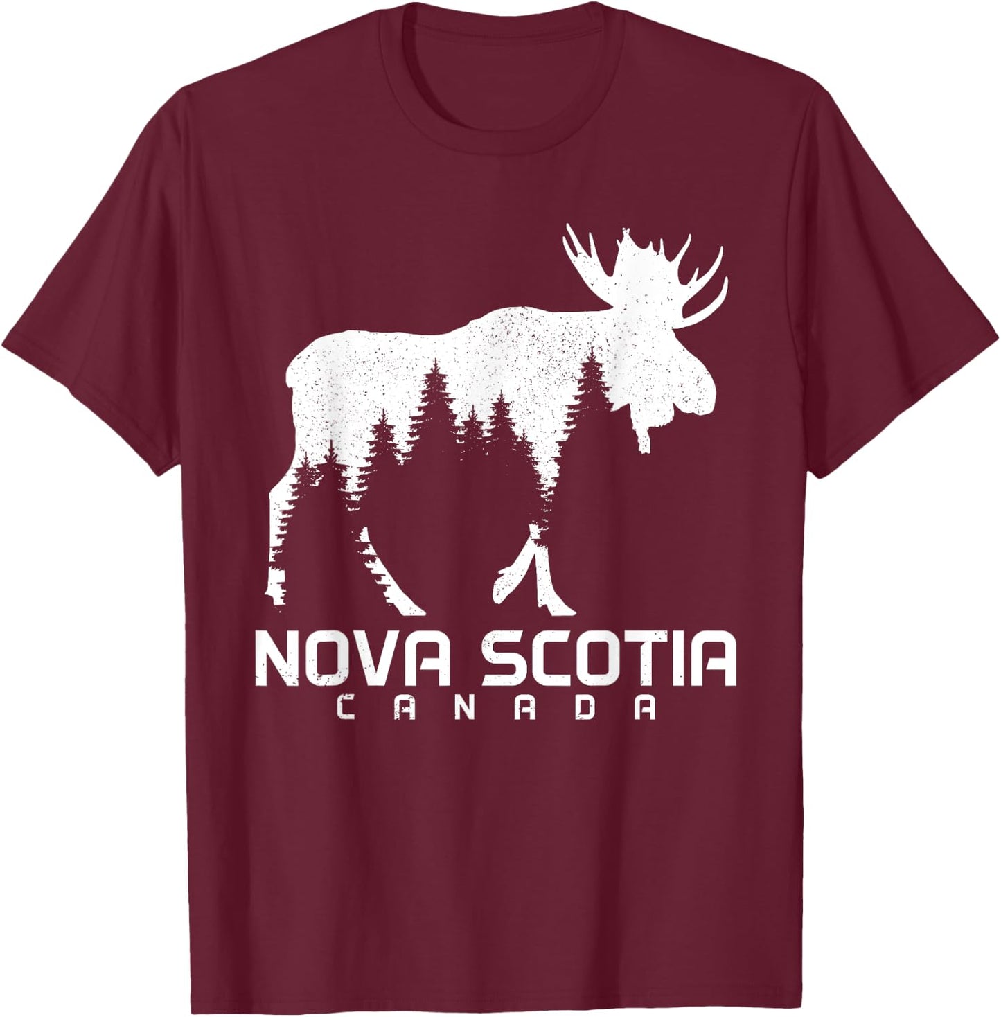 Nova Scotia Canada Vintage Pride Souvenir Moose Nature T-Shirt - T-Shirt | Maroon