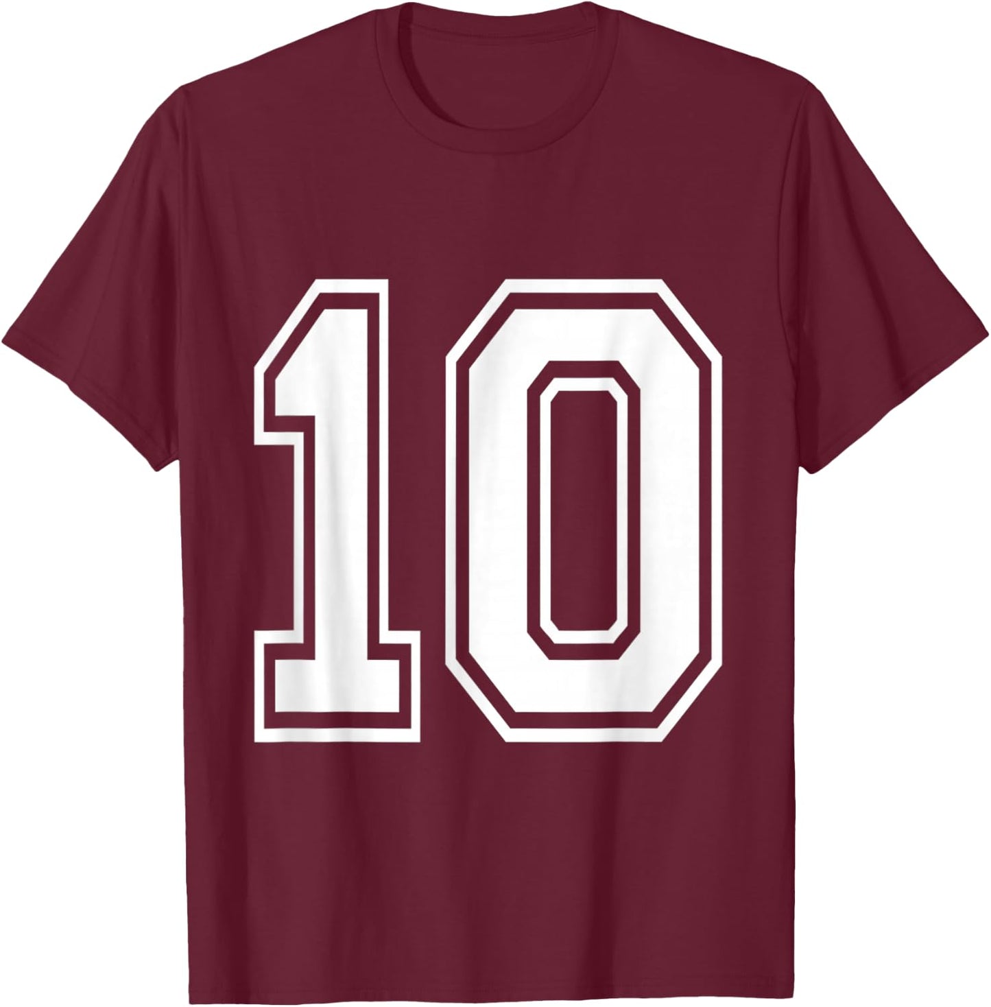 Number 10 Baseball Football Soccer Numbered Jersey T-Shirt - T-Shirt | Maroon