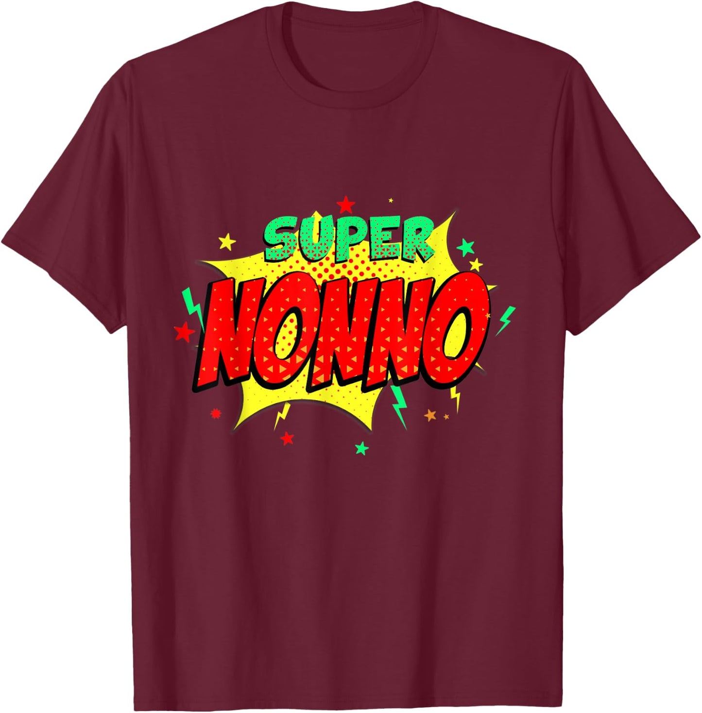 Super Nonno Comic Themed Style Superhero Fathers Day T-Shirt - T-Shirt | Maroon