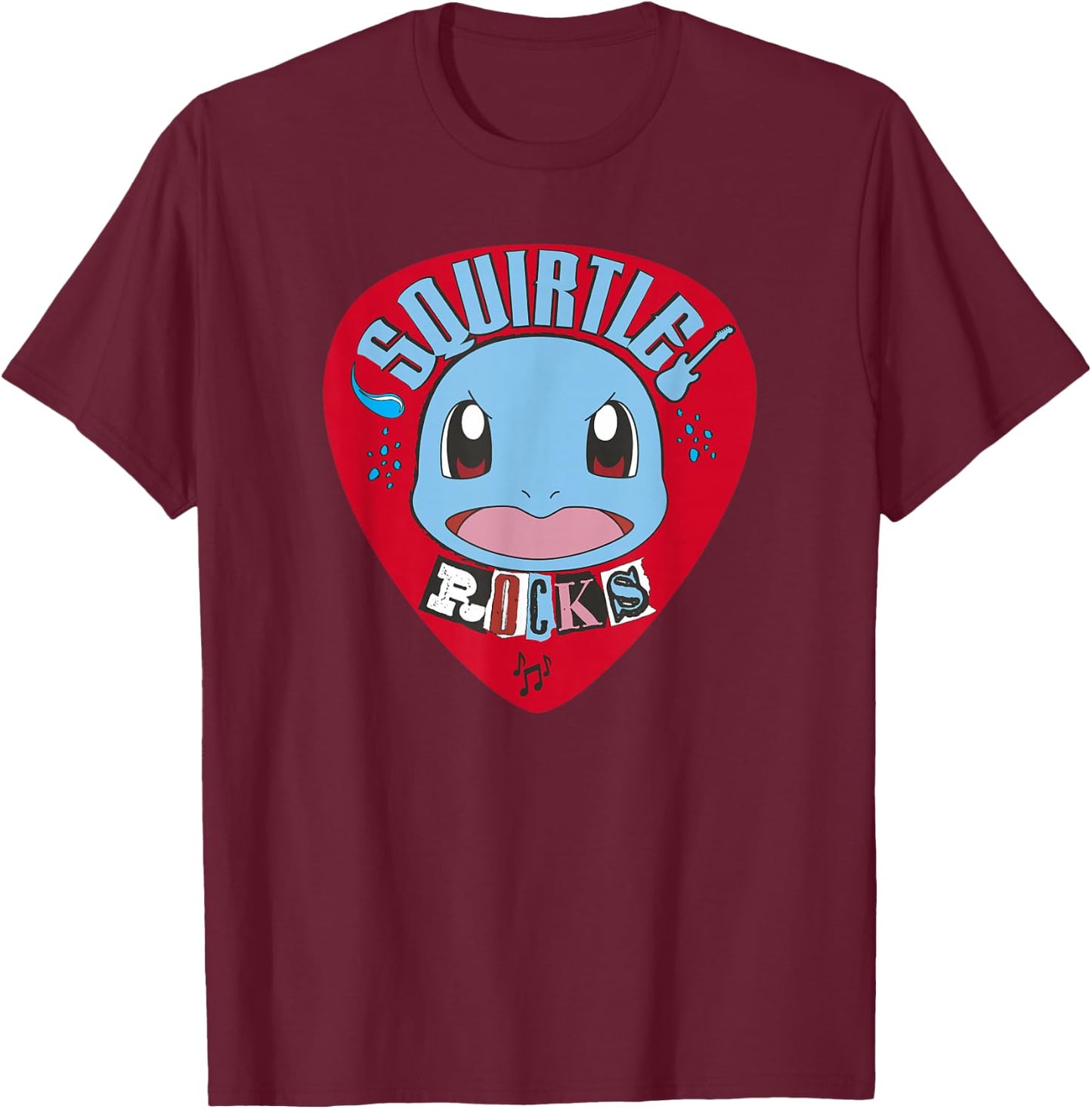 Pokémon Squirtle Rocks Retro Guitar Pick Portrait T-Shirt - T-Shirt | Maroon