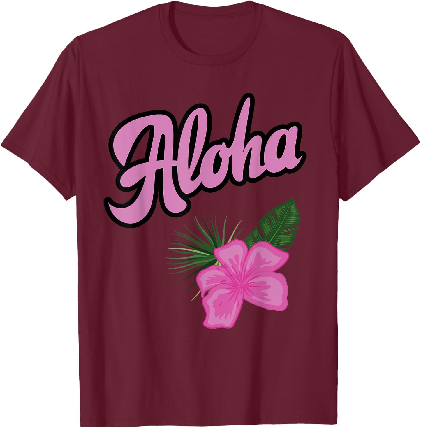 Hawaii Aloha Hibiscus Hawaiian Party T-Shirt - T-Shirt | Maroon