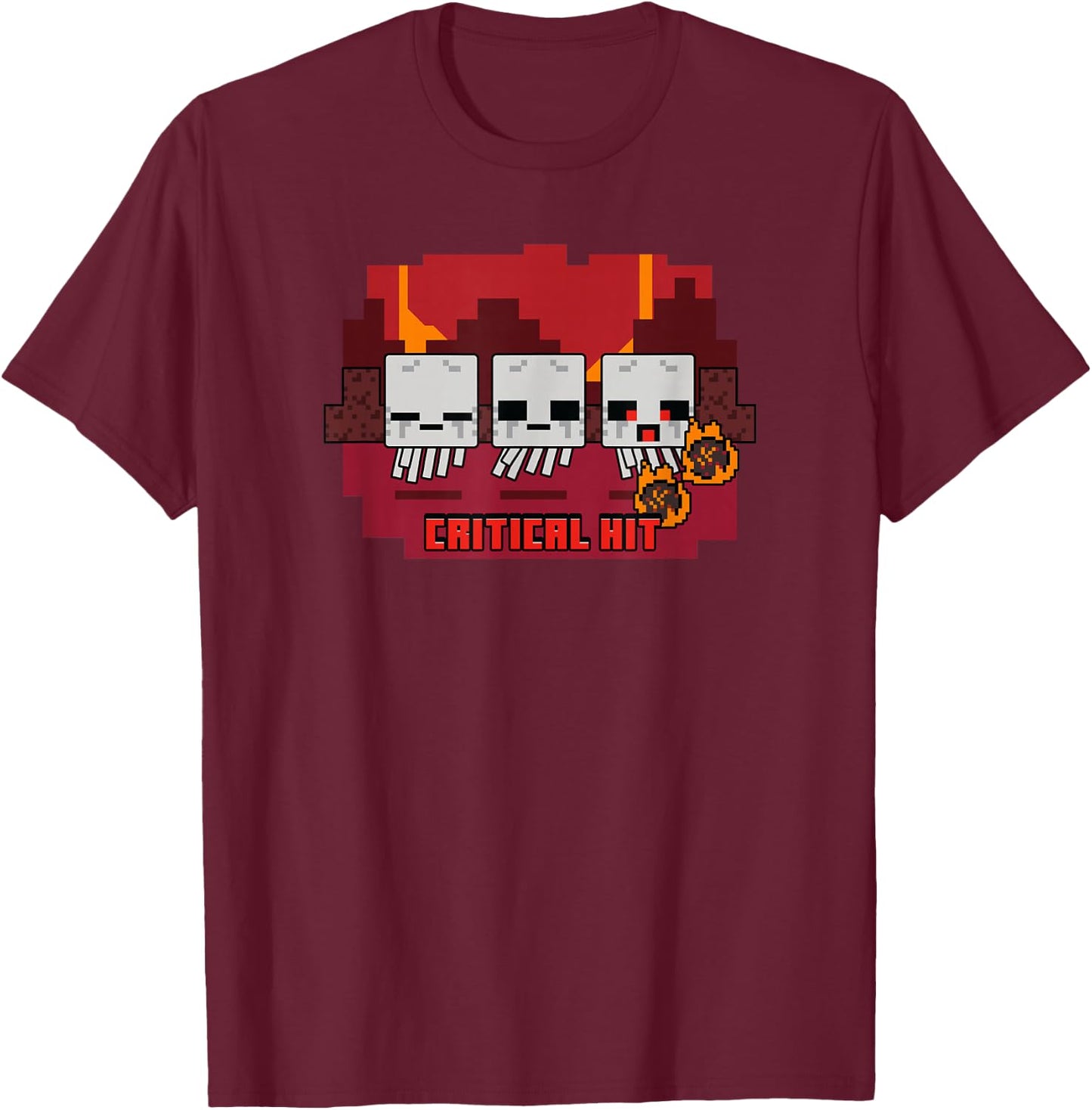 Minecraft Ghast Trio Critical Hit Panel T-Shirt - T-Shirt | Maroon
