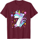 Unicorn 7th Birthday Number 7 Year Old Girl Birthday T-Shirt - T-Shirt | Maroon