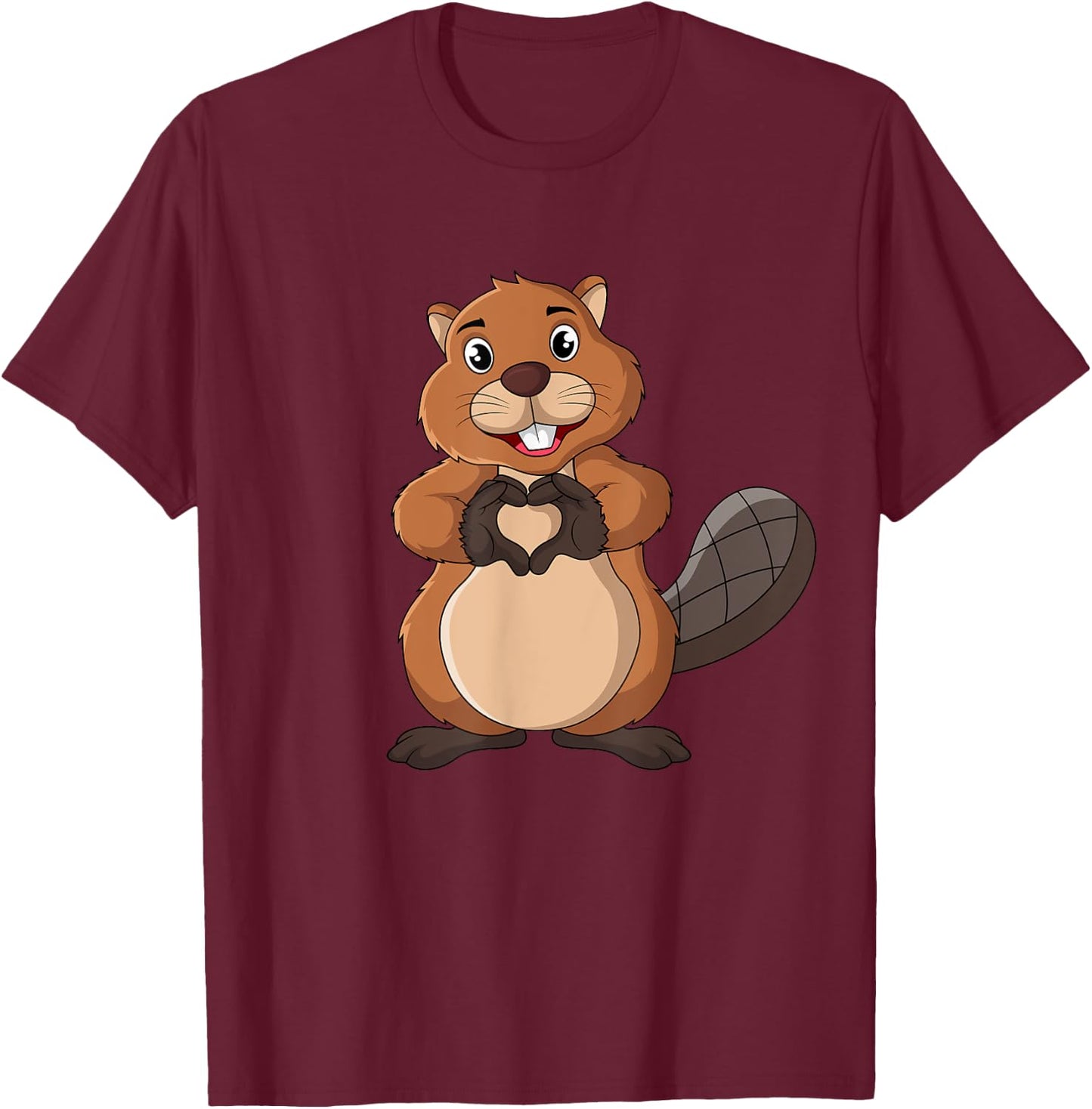 Beaver Lover Kids Girl Women T-Shirt - T-Shirt | Maroon