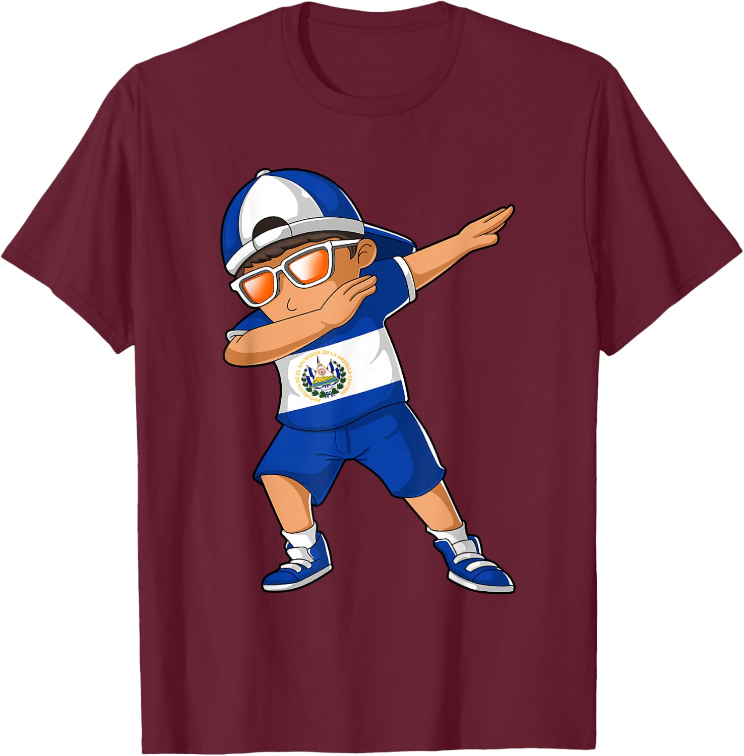 Salvadoran Boy El Salvador Kid Patriotism Roots Heritage T-Shirt - T-Shirt | Maroon