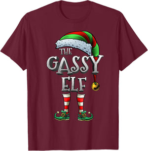 The Gassy Elf Shirt Matching Family Gassy Christmas Elf T-Shirt - T-Shirt | Maroon
