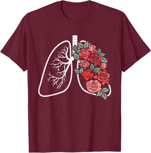 Floral Lungs Anatomical Flowers Pulmonology Student Fan T-Shirt - T-Shirt | Maroon