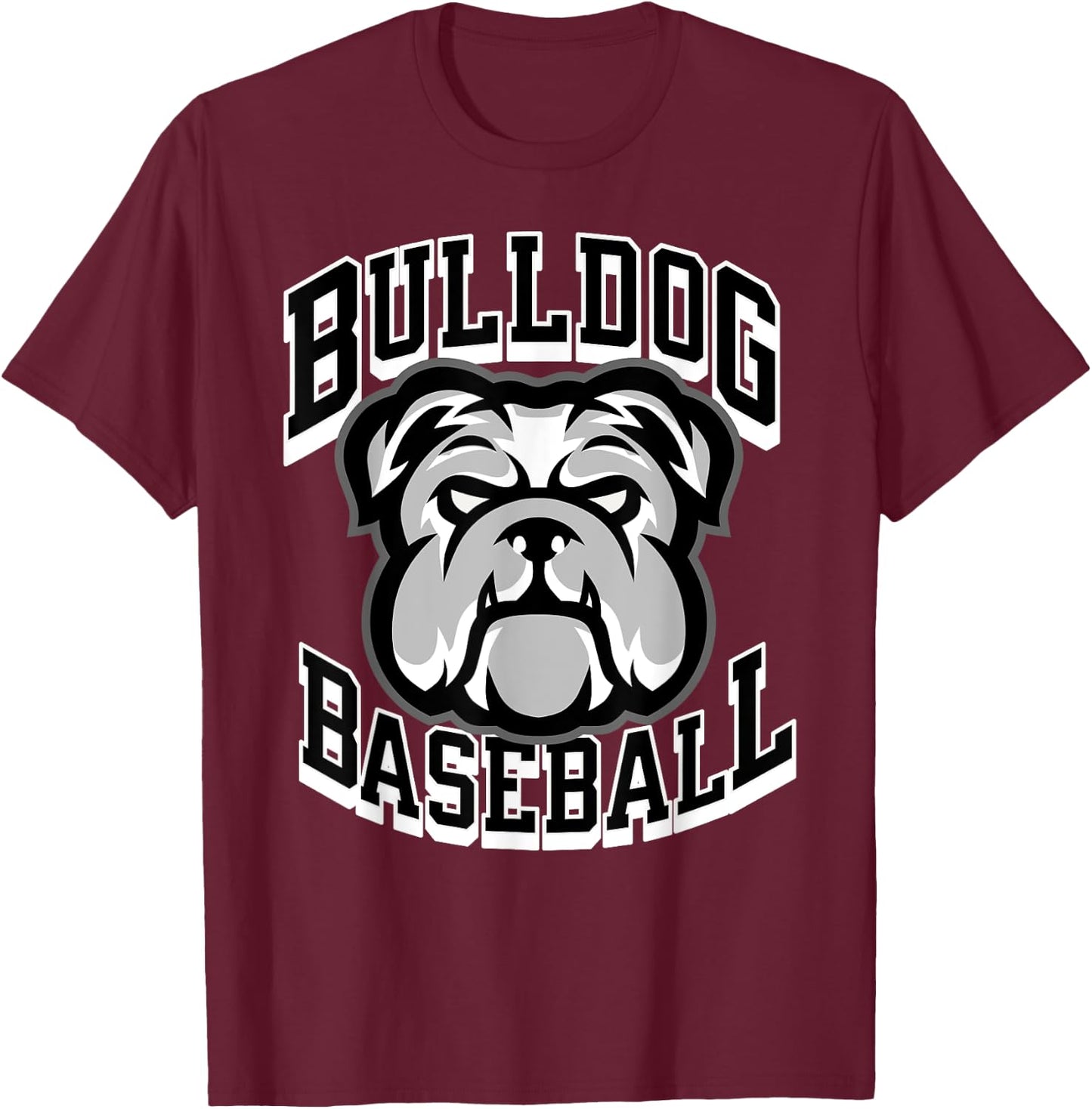 Bulldogs Black Baseball Game Day Print Stars Mom Dad Royal T-Shirt - T-Shirt | Maroon