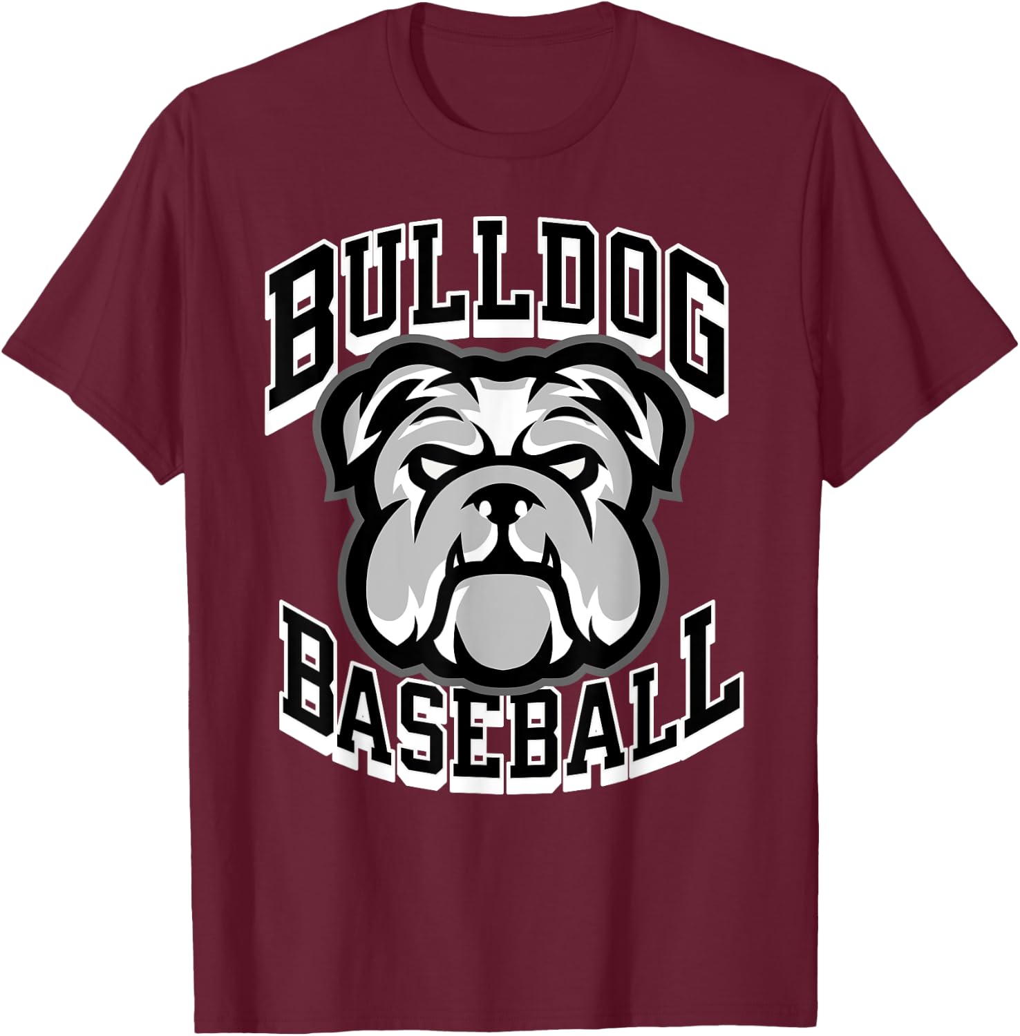 Bulldogs Black Baseball Game Day Print Stars Mom Dad Royal T-Shirt - T-Shirt | Maroon