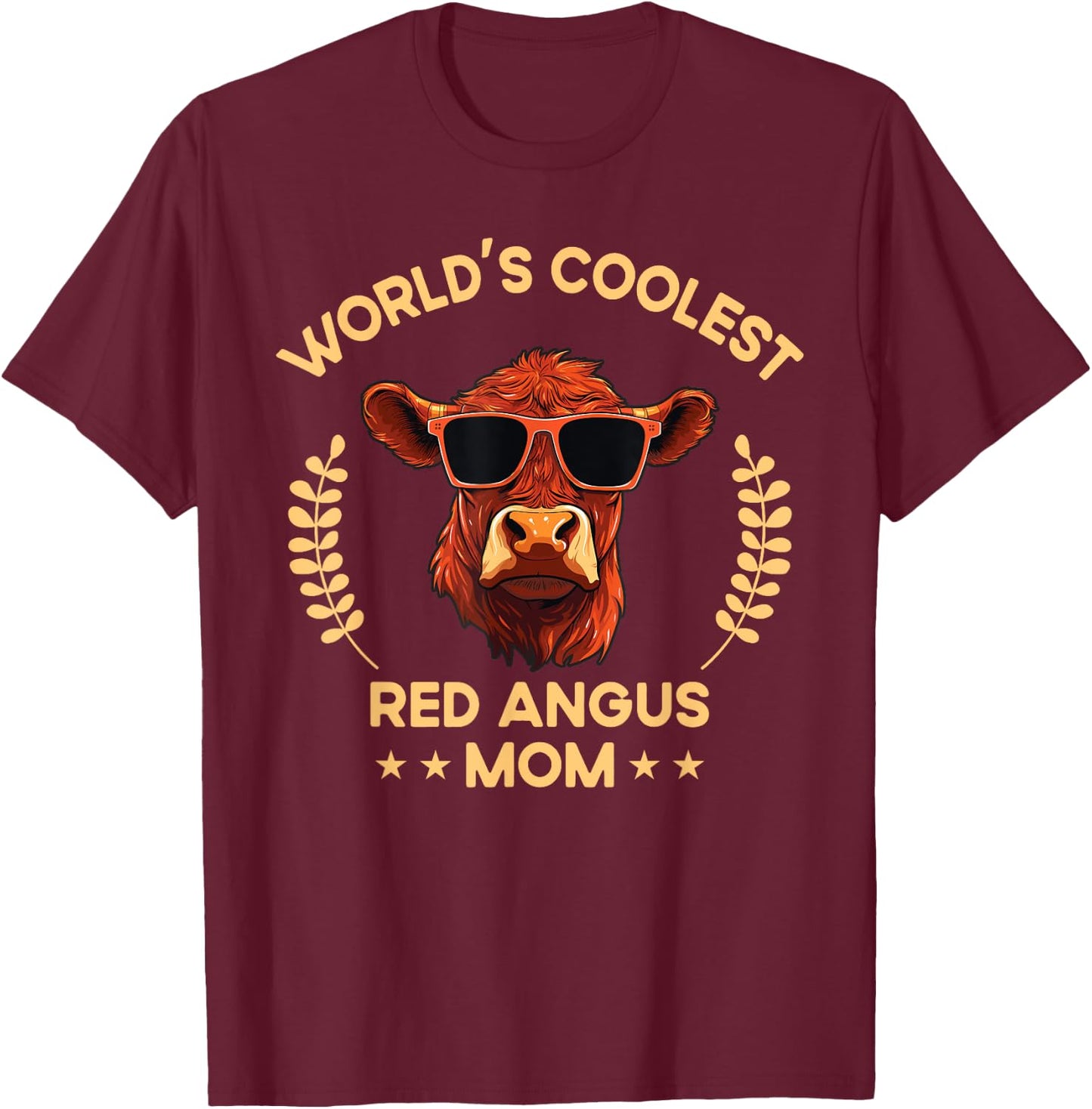 World's Coolest Cow Mom Mama - Women Farmer Red Angus T-Shirt - T-Shirt | Maroon