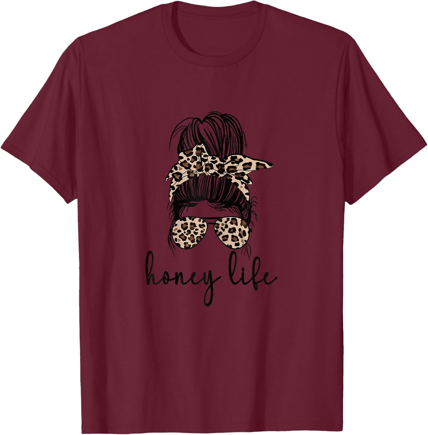 Honey Life Grandma Messy Bun Honey Grandmother T-Shirt - T-Shirt | Maroon