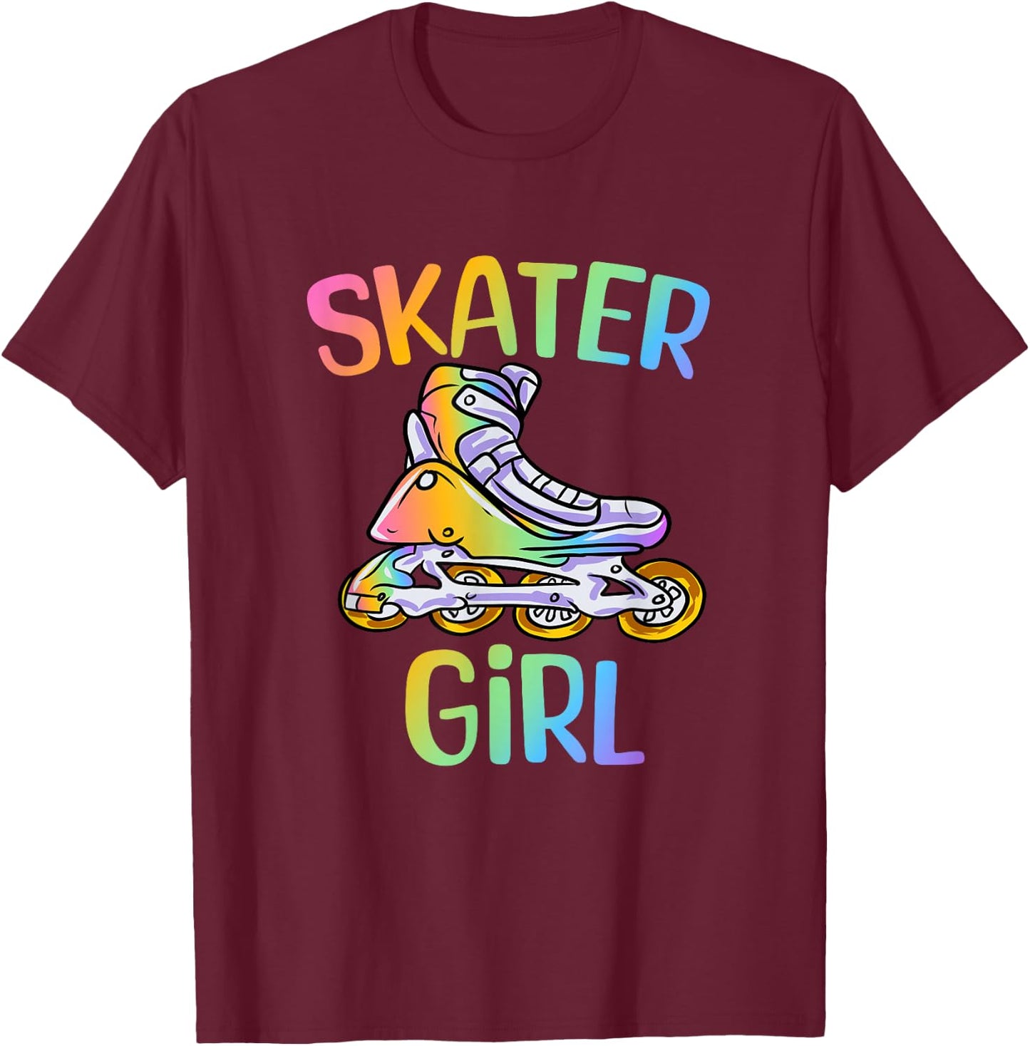 Skater Girl Rollerblading Girl T-Shirt - T-Shirt | Maroon