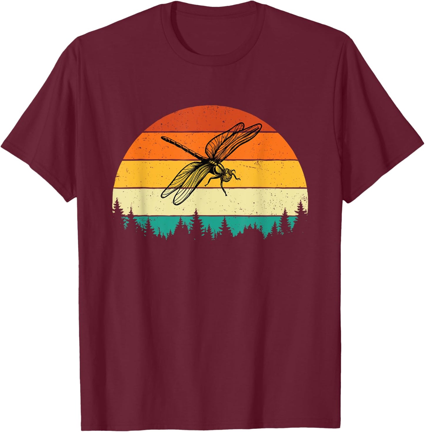 Retro Vintage Dragonfly - Entomology Insect Nature Lover T-Shirt - T-Shirt | Maroon