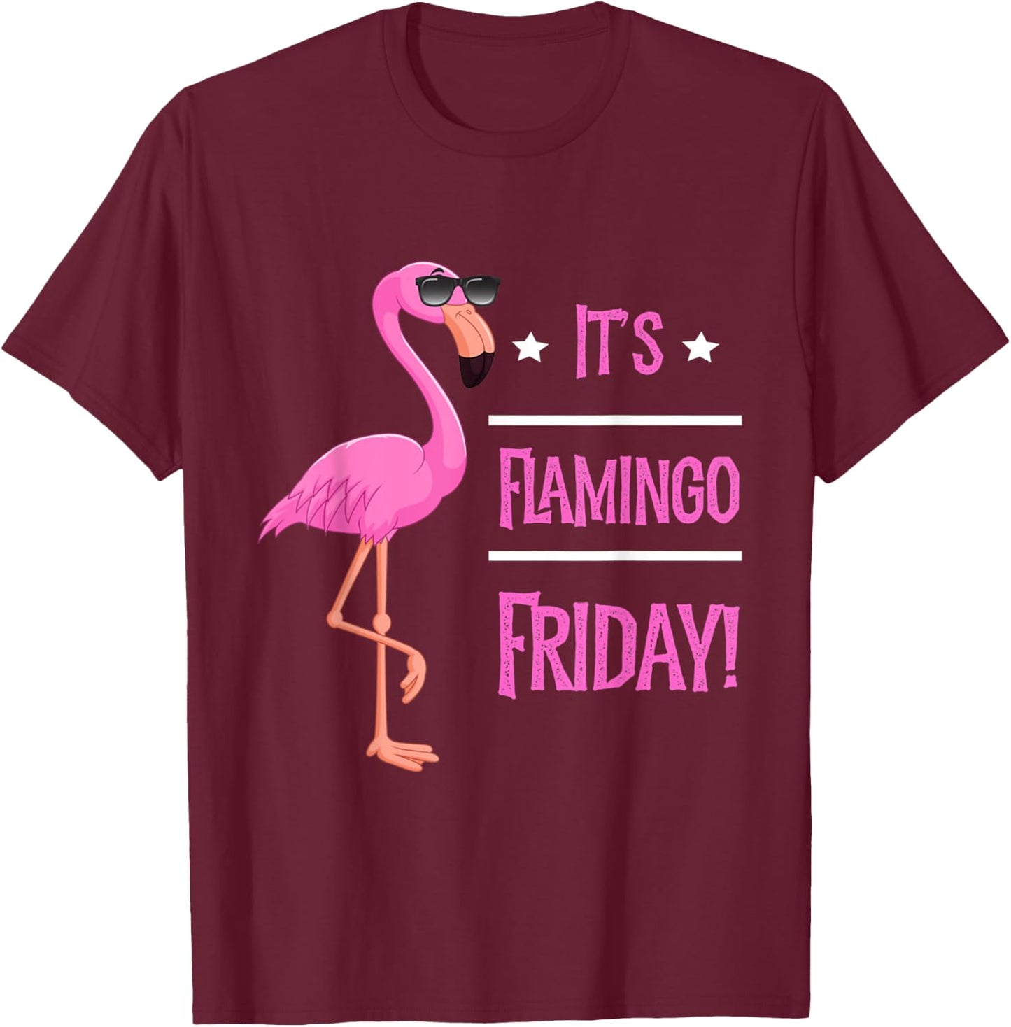 Flamingo It’s Flamingo Friday Birds Wearing Glasses T-Shirt - T-Shirt | Maroon