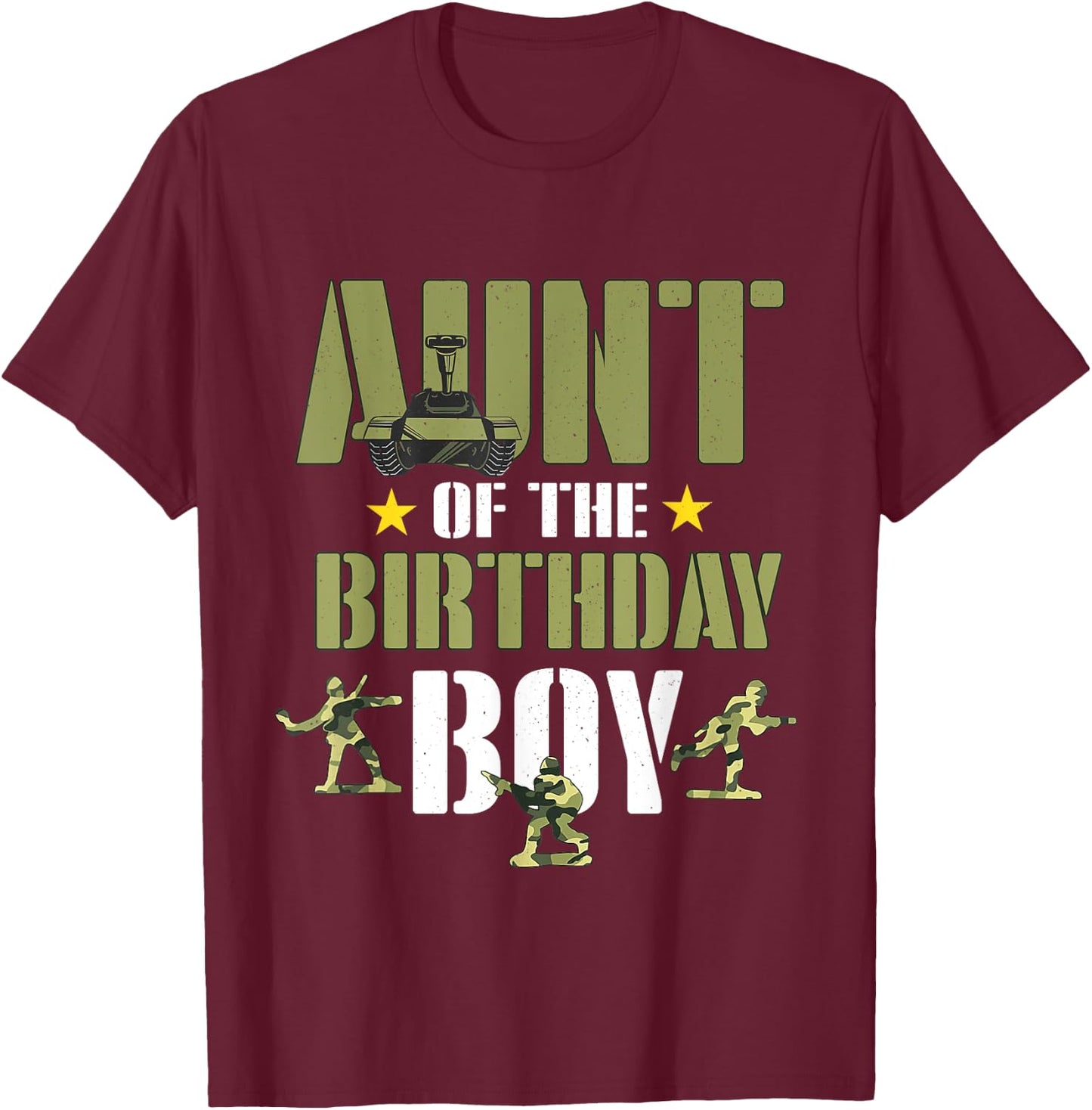 Aunt of The Birthday Boy Shirt Army Camouflage Aunt 1st T-Shirt - T-Shirt | Maroon